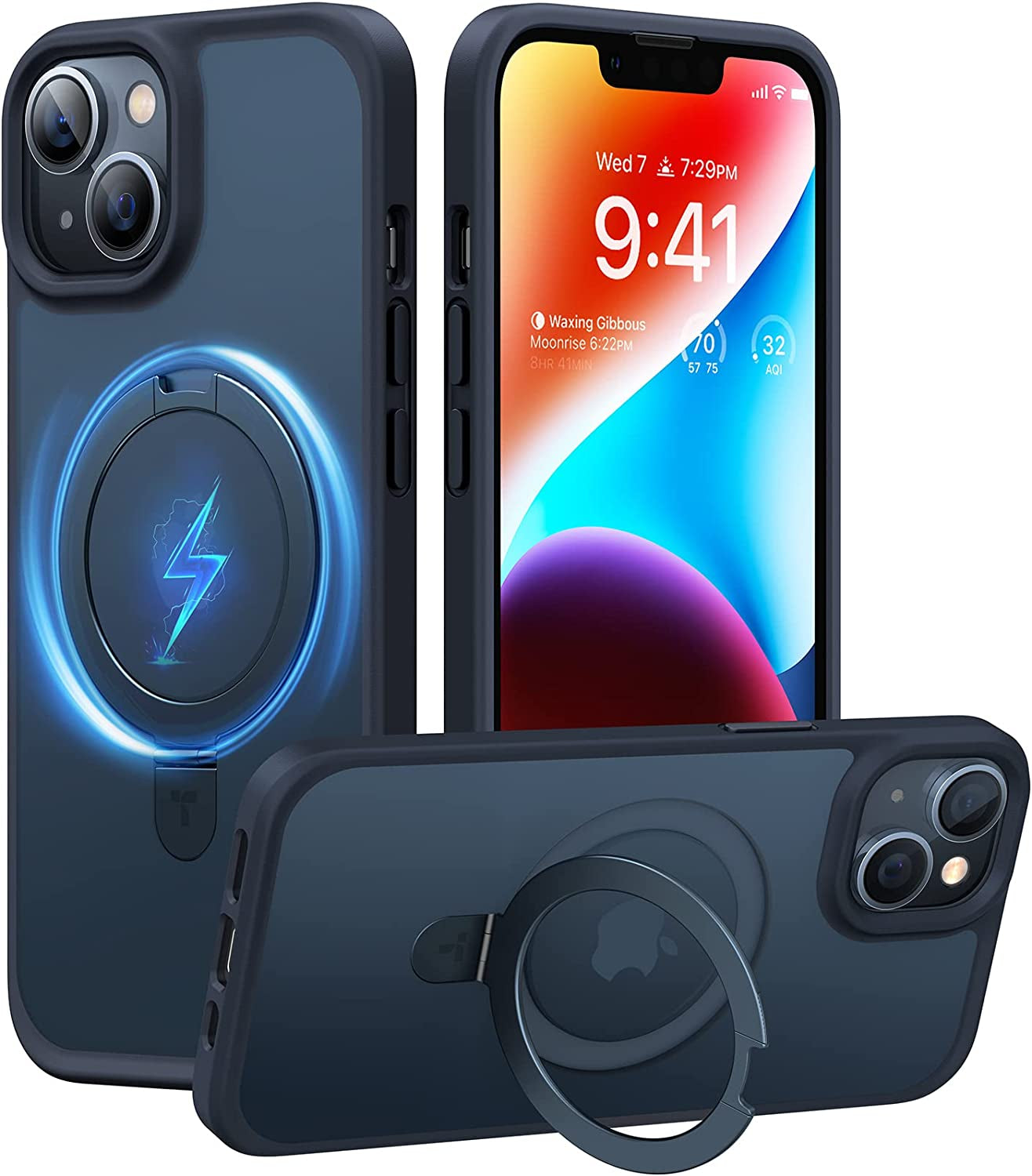 TORRAS Magnetic UPRO Ostand for Iphone 14 Case 6.1 Inch, [Compatible with Magsafe] Matte Hard Back with Soft Silicone Edge Protective yet Slim Kickstand Phone Cases for Iphone 14, Black  TORRAS A- Translucent Black  