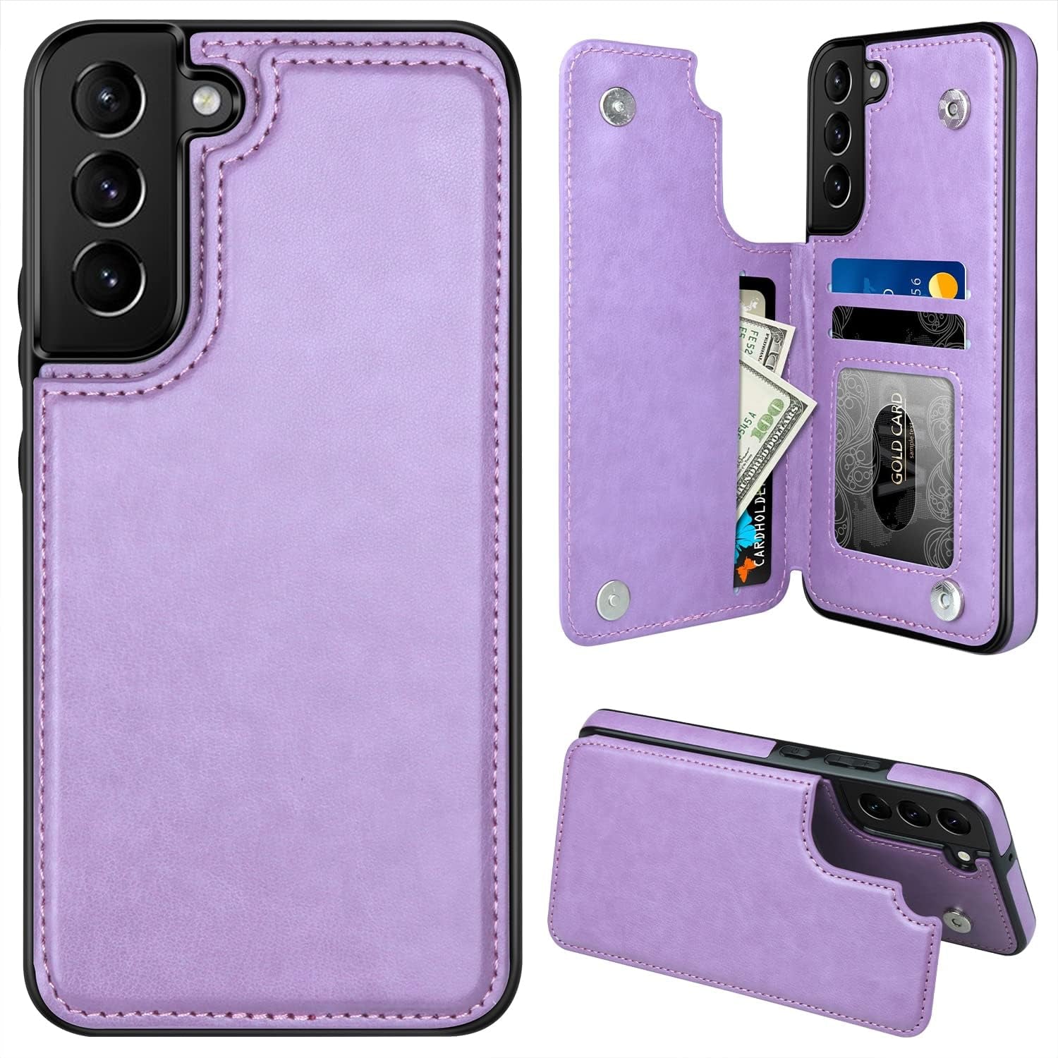 MMHUO for Samsung Galaxy S22 Case with Card Holder,Flower Magnetic Back Flip Case for Samsung Galaxy S22 Wallet Case for Women,Protective Case Phone Case for Samsung Galaxy S22 5G (2022),Mint  MMHUO Purple-Classic Galaxy S22 6.1"-(S) 