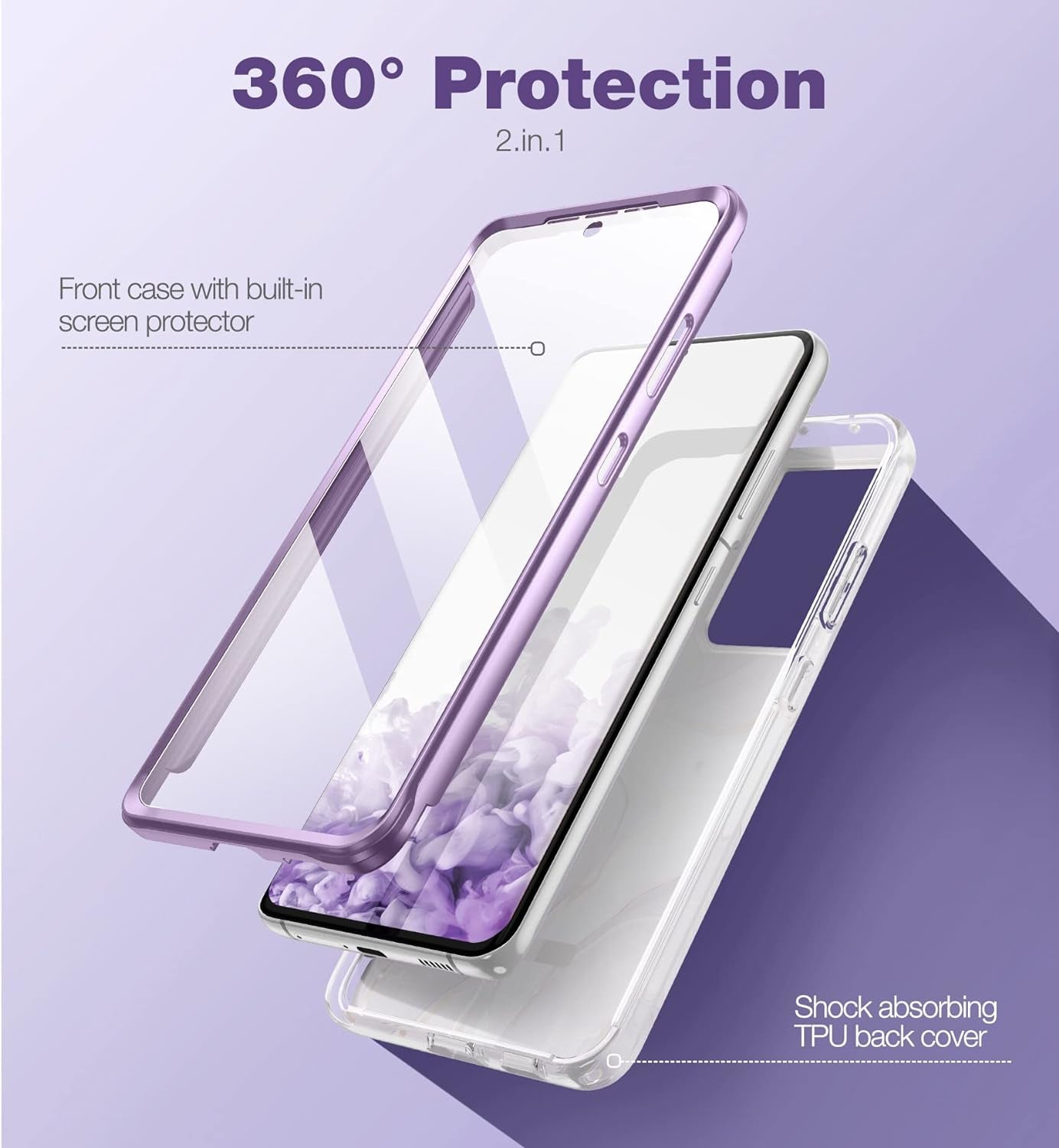 SURITCH Phone Case for Samsung Galaxy S21 Ultra with S-Pen Holder Front Cover Built-In Screen Protector Upgraded Dual-Layer Full Body Protection Anti-Scratch Shockproof for Woman Man, Purple Marble  SURITCH   