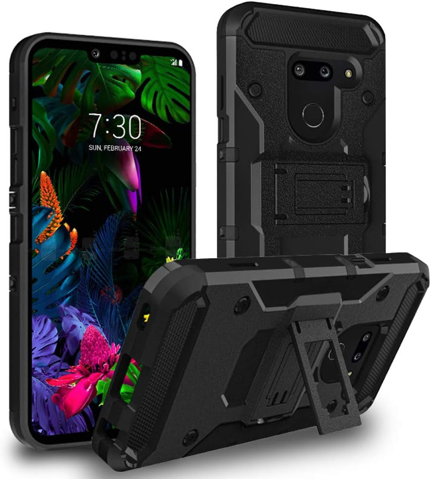 LG G8 Thinq Case, LG G8 Case, with Screen Protector Belt Clip Holster Built-In Kickstand, Telegaming Shock Absorption Heavy Duty Hybrid Amor Phone Case for LG G8 Thinq/Lg G8  Ivy   