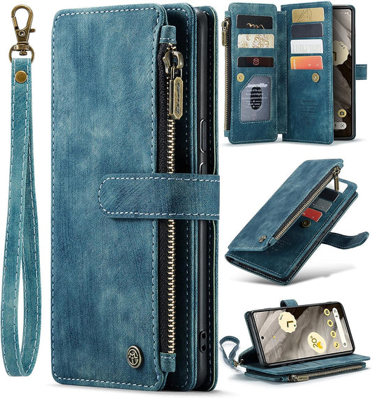 Gooodidear Google Pixel 8 Pro 5G Case, Flip Cover for Pixel 8 Pro with Card Holder Kickstand Lanyard, Shockproof Leather Wallet with Soft TPU Bumper Anti-Scratch Camera Protector for Men Women, Blue  GooodiDEAR   