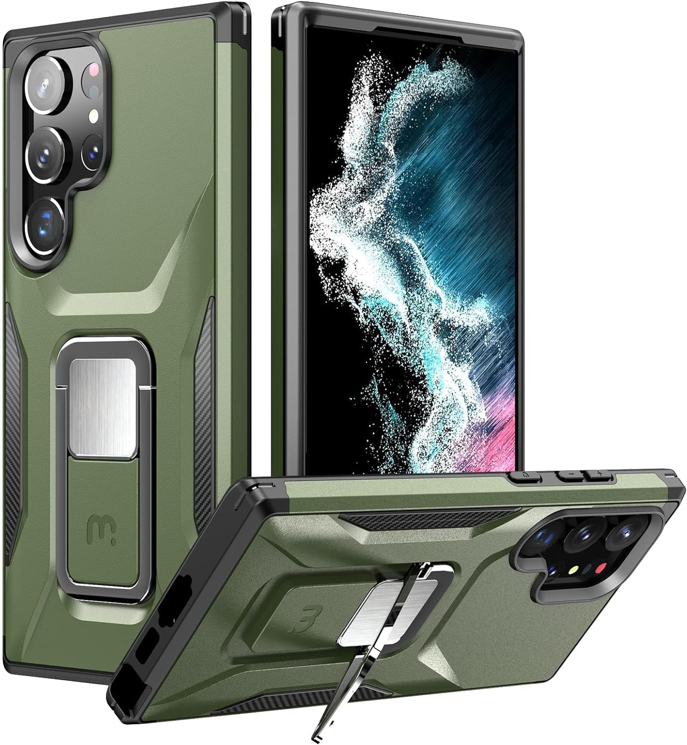 MYBAT Pro Shockproof Stealth Series Case for Samsung Galaxy S22 Ultra Case with Stand 6.8 Inch, Support Magnetic Car Mount, Heavy Duty Military Grade Drop Protective Case with Kickstand - Plum  Valor Communication Inc Army Green Samsung Galaxy S23 Ultra 