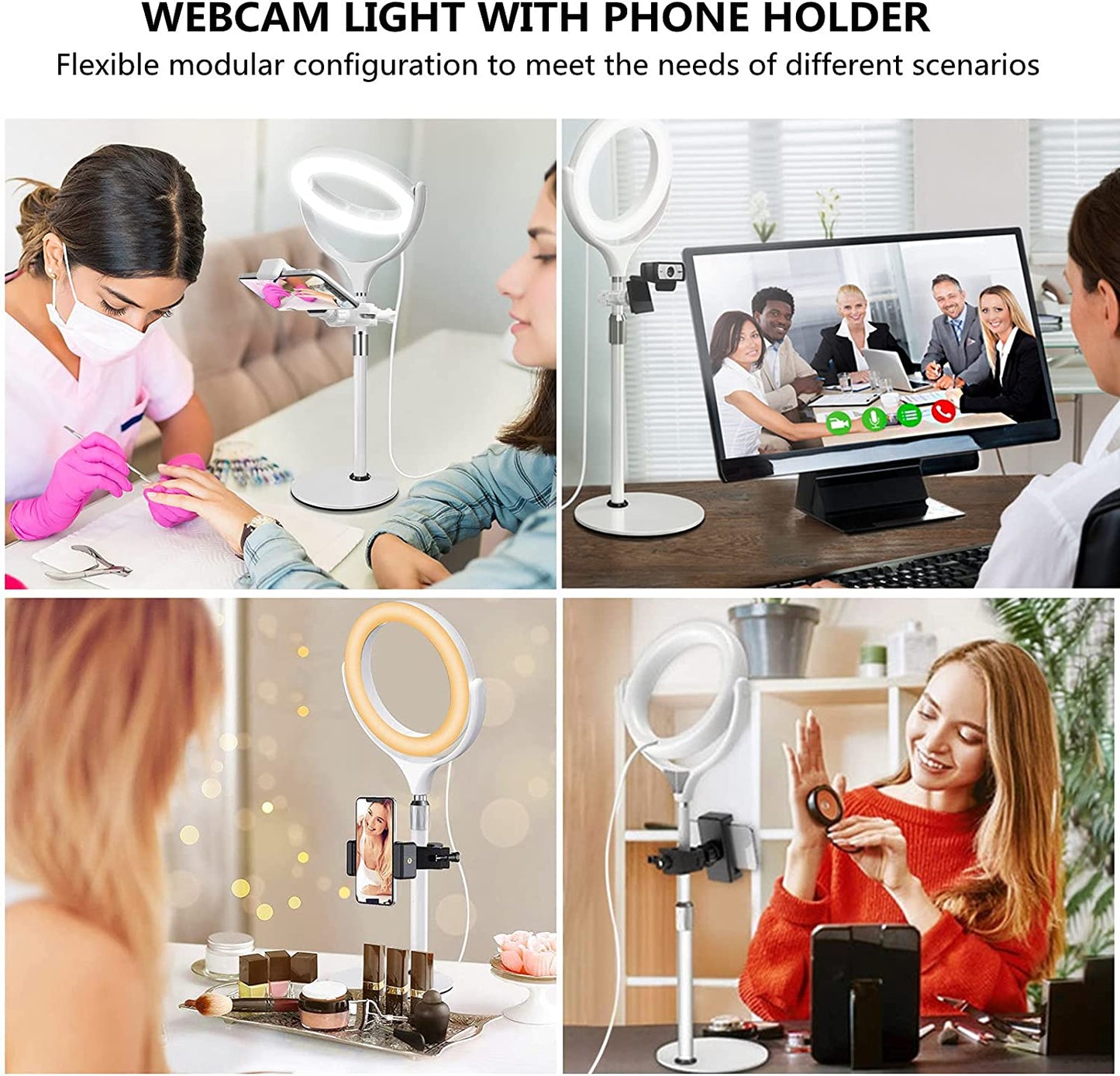 Video Conference Lighting Kit for Zoom Meeting, Desktop Ring Light with Stand for Laptop/Computer/Monitor/Webcam/Iphone, Selfie Circle Light for Zoom Calls/Online Virtual Meeting/Office Video Calls  Yarrashop   