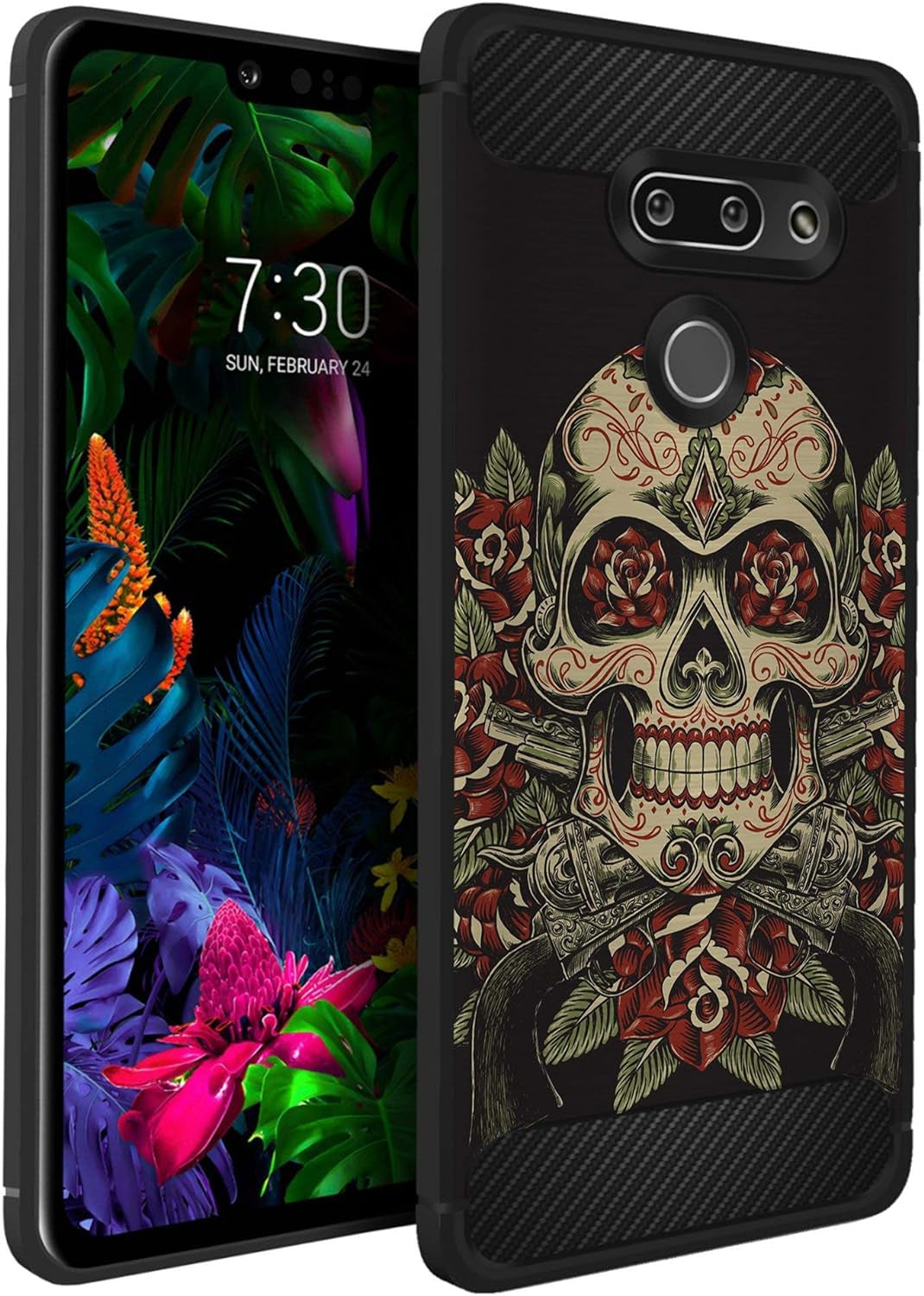 Casesondeck Case Compatible with [LG G8 Thinq/Lg G8] Pictorial Patterned TPU Design Case Flexible Slim and Elegant (Astronaut)  CasesonDeck Rose Skull  