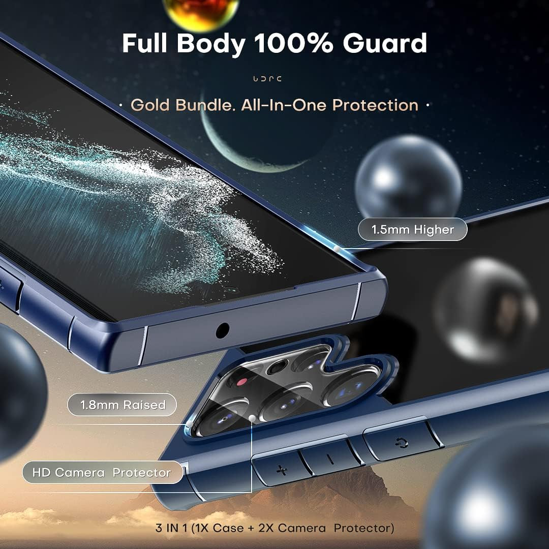 TOCOL for Samsung Galaxy S22 Ultra Case, Translucent Matte Hard Back [Military Grade Shockproof] [Anti-Scratch & Anti-Fingerprint] Slim Fit Protective Cover for Galaxy S22 Ultra Case 6.8'', Navy Blue  TOCOL   