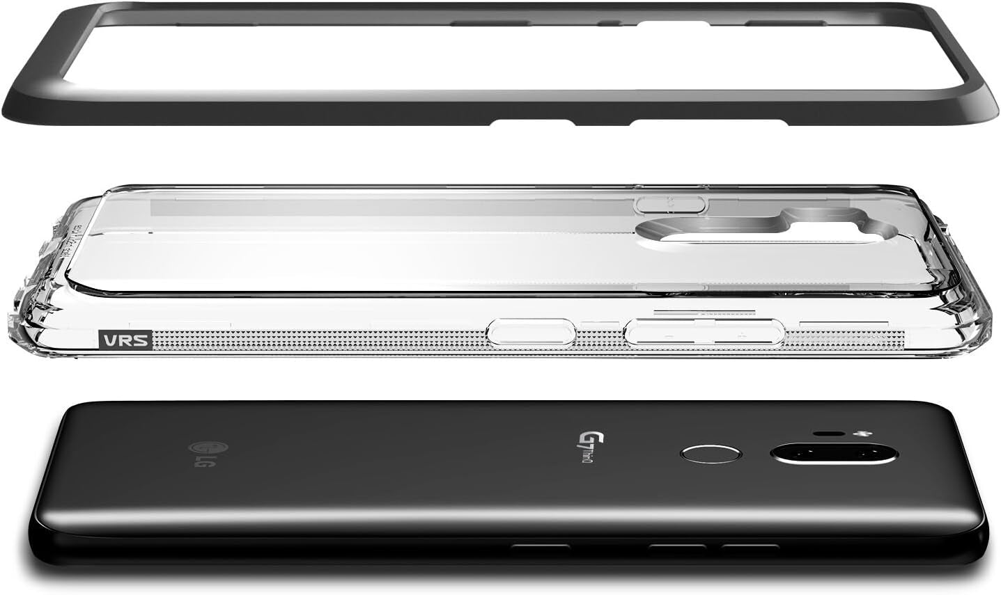 LG G7 Case, LG G7 Thinq Case :: VRS :: Textured Grip Version :: Transparent Thin Cover :: Clear Slim Fit :: Hard Drop Protection for LG G7 Thinq Case (New Crystal Bumper - Steel Silver)  V VRS DESIGN   