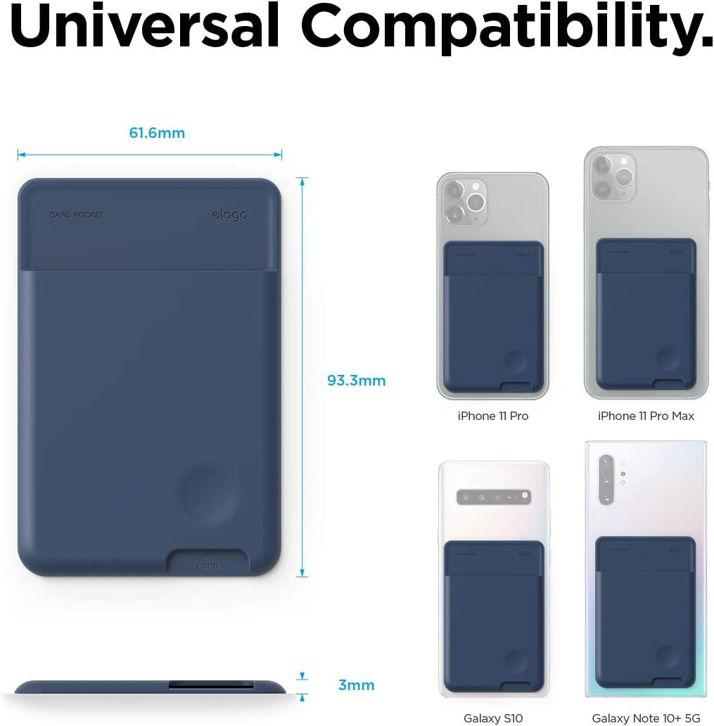 Elago Phone Card Holder - Secure Phone Wallet, Ultra Slim Card Holder for Back of Phone, 3M Adhesive ID Card for Iphone, Galaxy and Most Smartphones [Jean Indigo], NOT Compatible with MAGSAFE  elago   