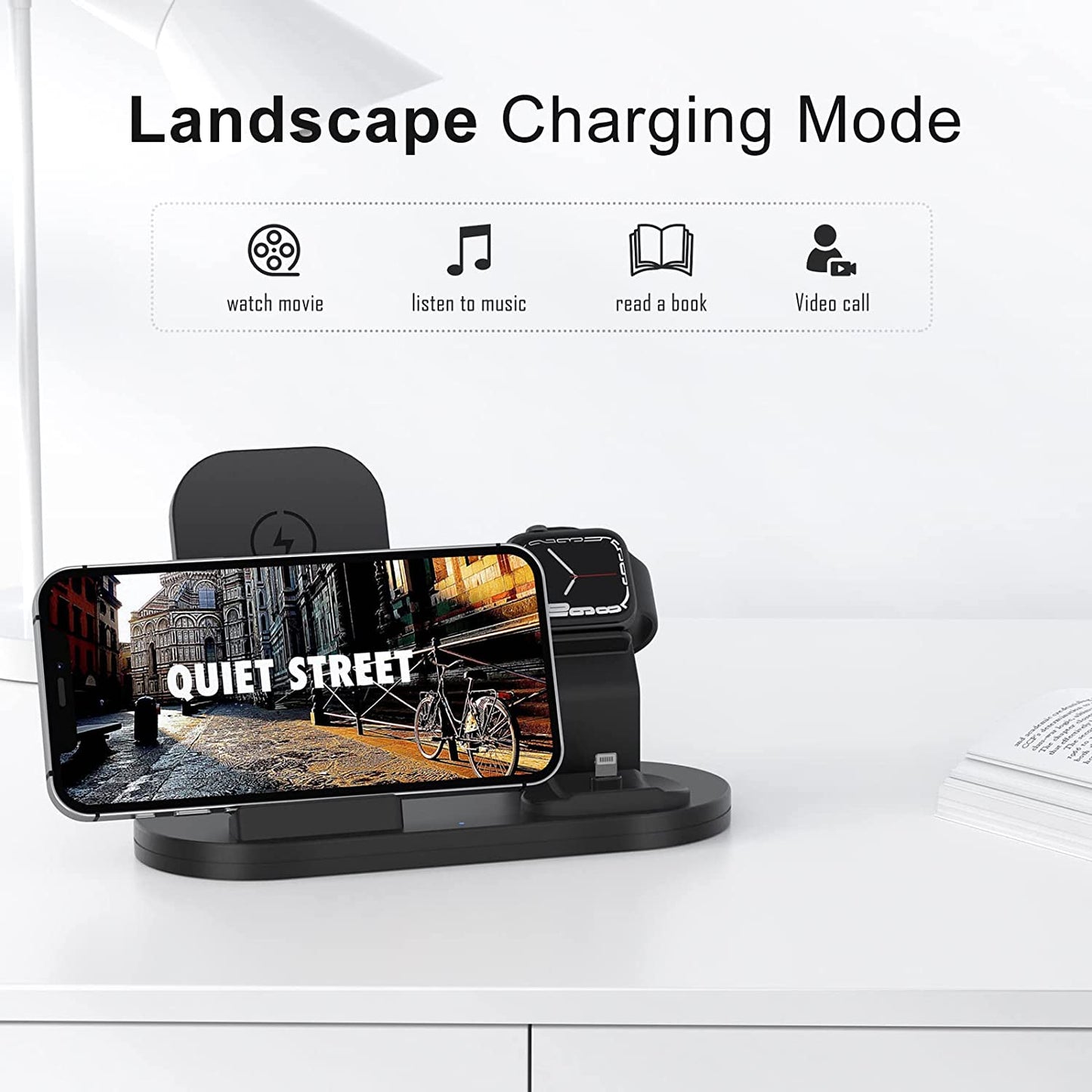 Wireless Charging Station for Apple Products, 3 in 1 Wireless Charger Stand for Iphone 8 above Series, Iwatch 8/Ultra/7/6/Se/5/4/3/2/1, Airpods Pro/3/2/1(With 18W Adapter)(Black)  Shenzhen Shi ChangfengXinwei Keji Youxian Gongsi   