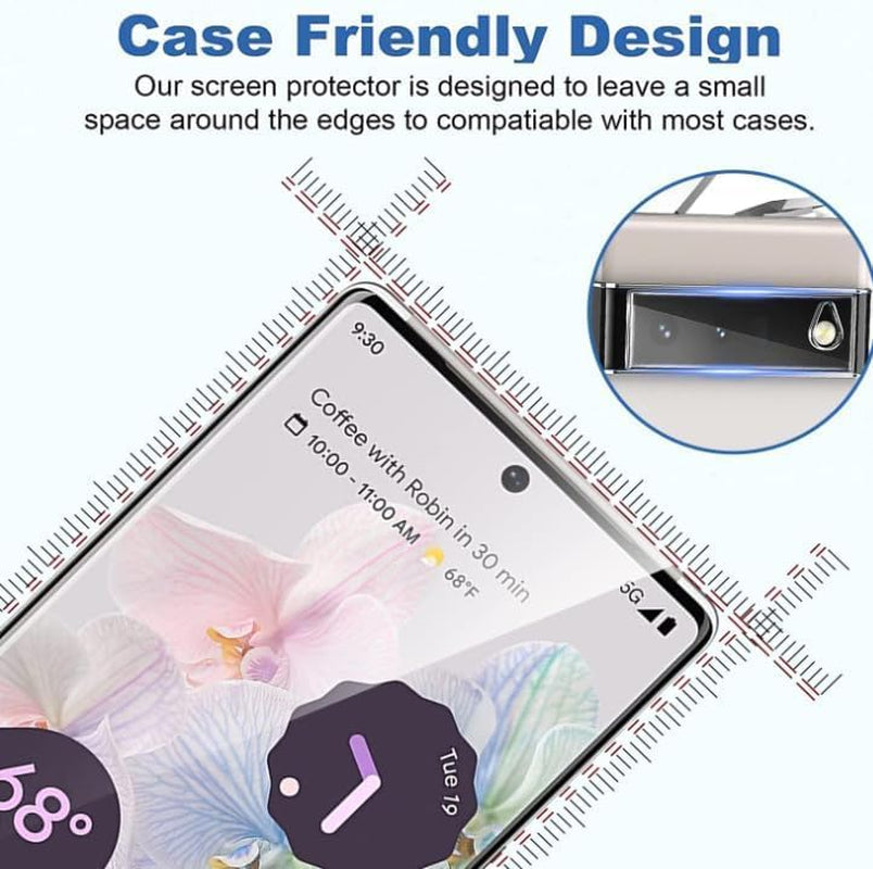 [2+2 Pack] for Google Pixel 6 Pro Screen Protector, 9H Tempered Glass, Ultrasonic Fingerprint Compatible, 3D Curved, HD Clear Scratch Resistant for Google Pixel 6 Pro 5G Glass Screen Protector  Arshek   