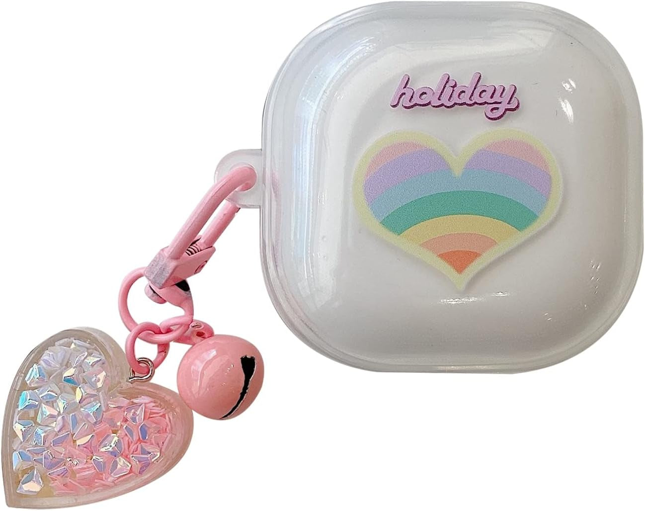 CASEVERSE Case for Samsung Galaxy Buds2 Pro/Galaxy Buds 2/Galaxy Buds Pro/Galaxy Buds Live, Cute Transparent Soft TPU Cover with Keychain for Girls Women  CASEVERSE Heart 5  