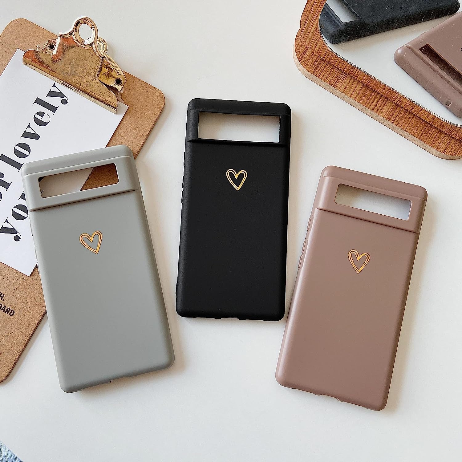 DEFBSC Case for Google Pixel 6 Pro Case, Fashion Cute Love-Heart Shape Silicone Case Shockproof Soft TPU Back Cover Protective Case with Heart Pattern for Google Pixel 6 Pro - Gray  DEFBSC   