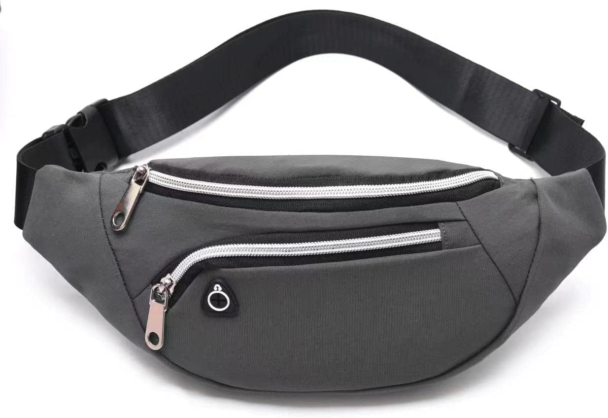 YUNGHE Waist Pack Bag for Men&Women - Fanny Pack for Workout Traveling Running.  YUNGHE (With headphone hole)Dark Gray  