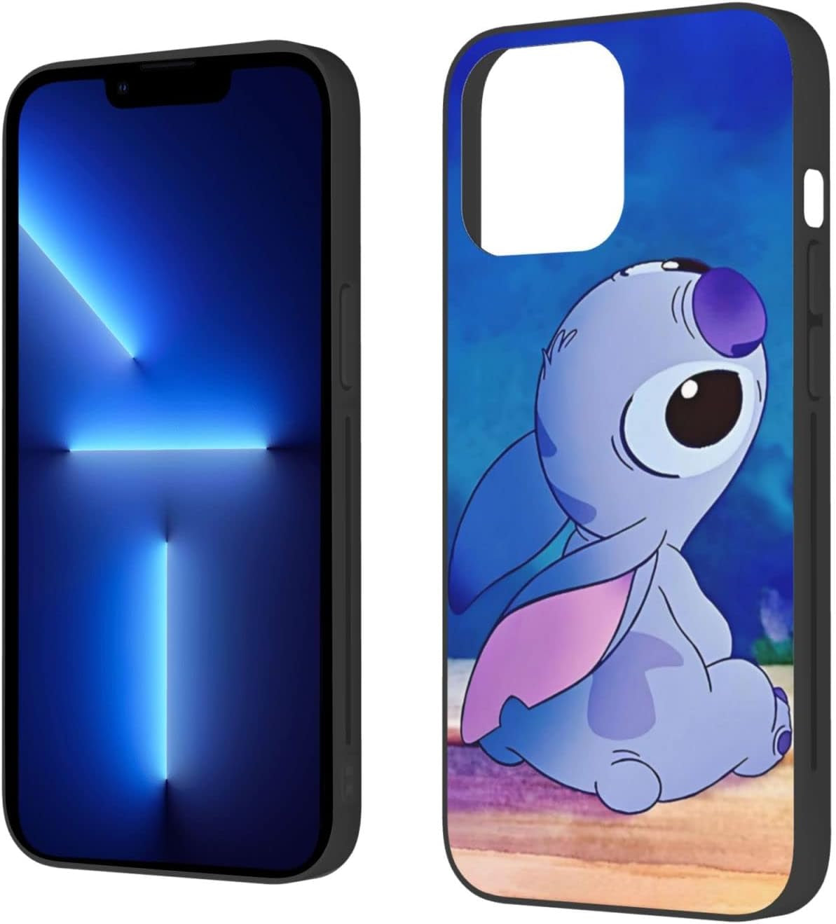 For LG G7 Thinq, Cartoon Ohana Blue Animal Stih #02 Protective Smooth Silicone Shockproof Soft TPU Black Phone Case Back Cover  LARUZE   