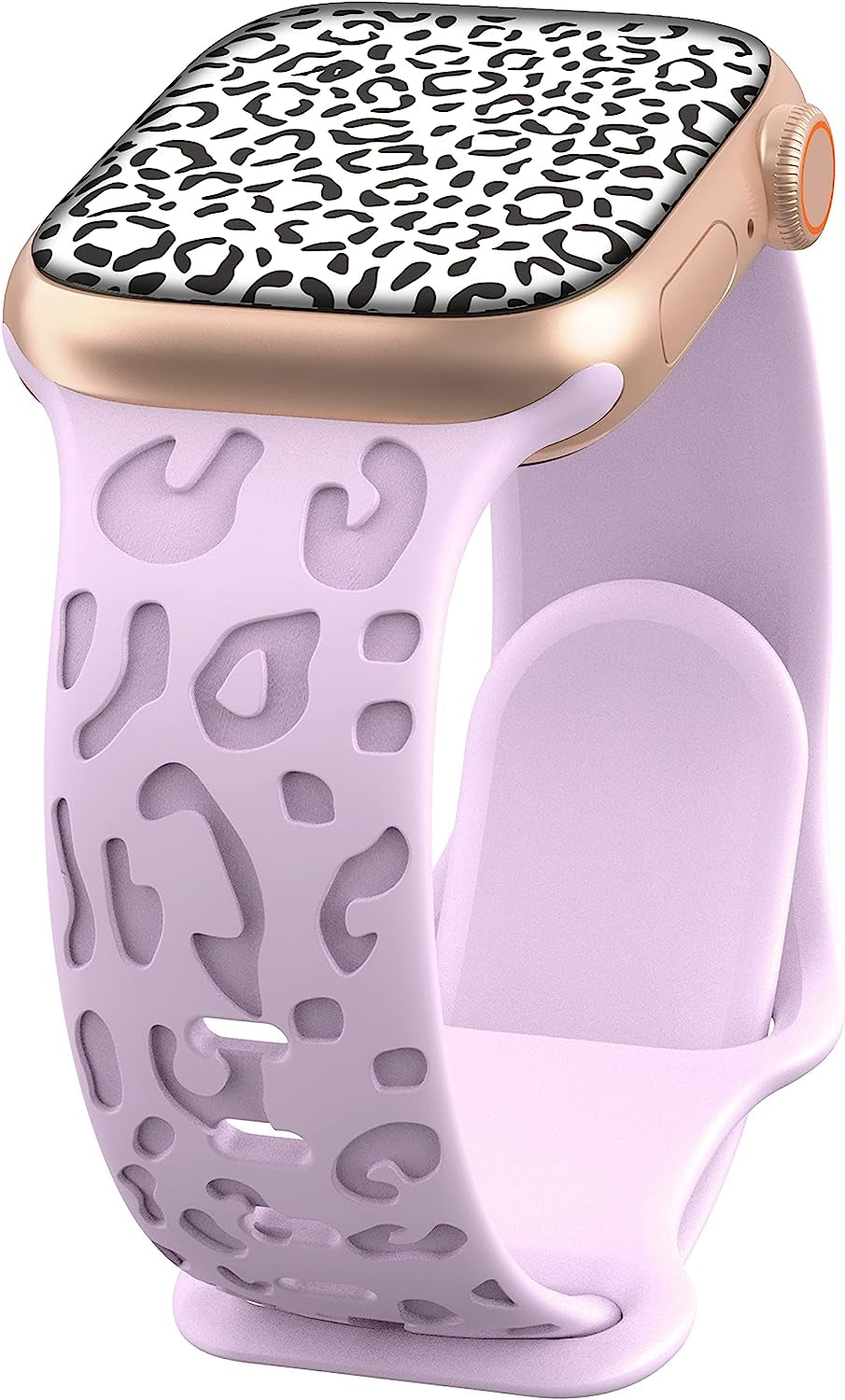 Kingofkings Leopard Engraved Band Compatible with Apple Watch Band 38Mm 41Mm 40Mm 44Mm 45Mm 49Mm 42Mm Women Men, Comfortable Cheetah Silicone Sport Bands for Iwatch Series 8 7 6 5 4 3 2 1 SE Ultra  KingofKings Light purple 42mm/44mm/45mm/49mm 