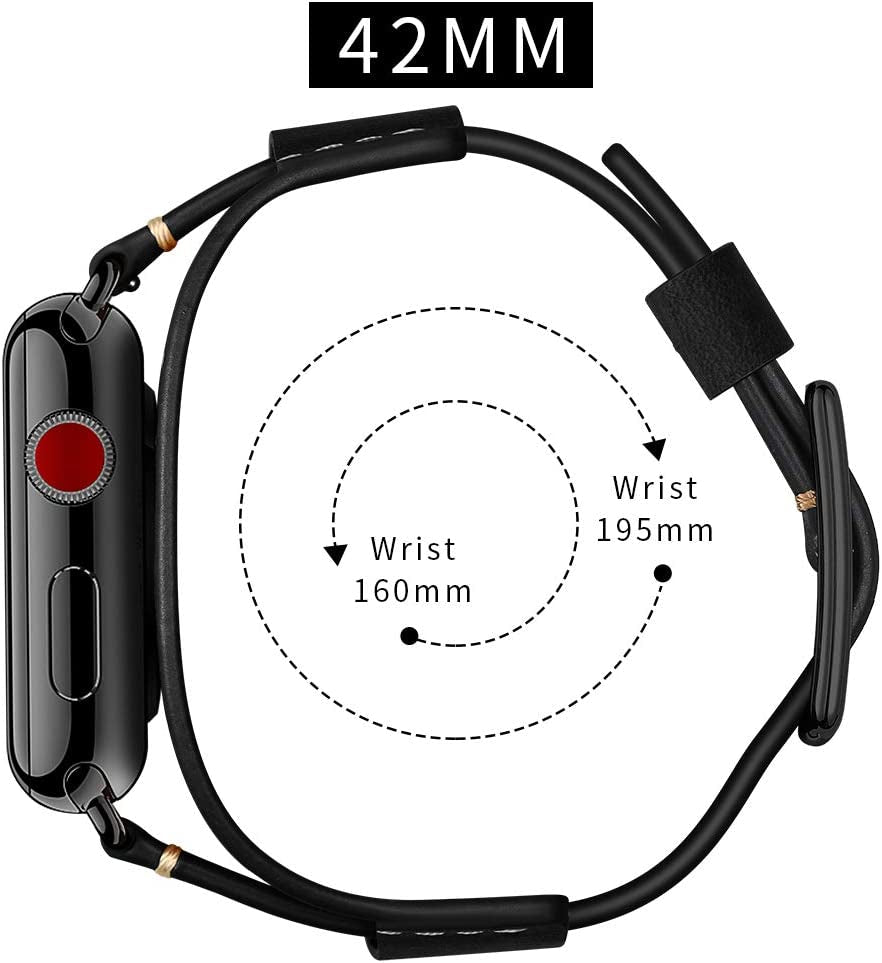 GOSETH Leather Band Compatible with Apple Watch Ultra 49Mm Band Leather Strap, Genuine Leather Band with Stainless Clasp for Iwatch Series 8 SE 7 6 5 4 3 2 1 45Mm 44Mm 42Mm Band (Black)  GOSETH   