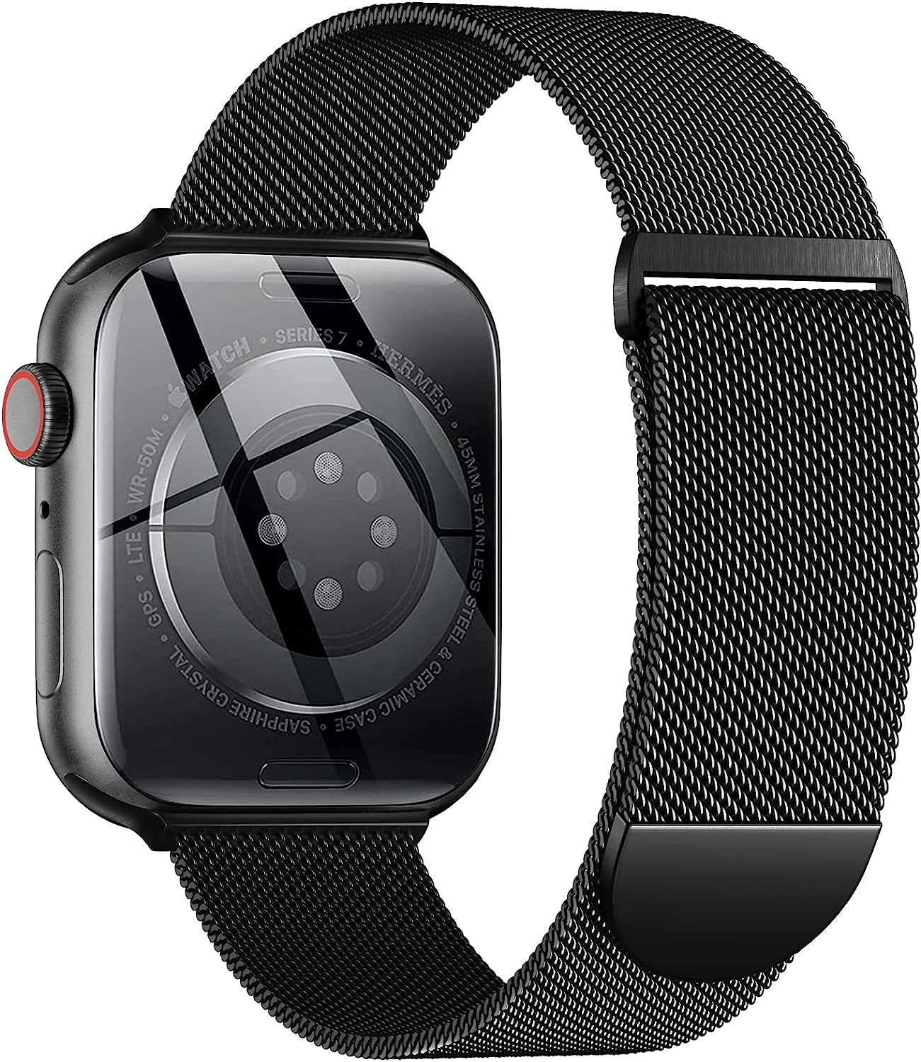 Zedoli Metal Band Compatible with Apple Watch Bands 40Mm 38Mm 41Mm 45Mm 44Mm 42Mm 49Mm for Women Men, Stainless Steel Milanese Mesh Loop Magnetic Wristbands for Iwatch Series 8 7 6 5 4 3 2 1 SE Ultra  Zedoli Black 42/44/45/49mm 