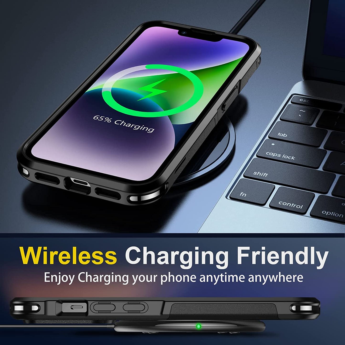 SPIDERCASE for Iphone 14 Case, [10 FT Military Grade Drop Protection][Non-Slip] [2+Tempered Glass Screen Protector][2+Tempered Camera Lens Protector] Heavy Duty Full-Body Shockproof Case, Black  SPIDERCASE   