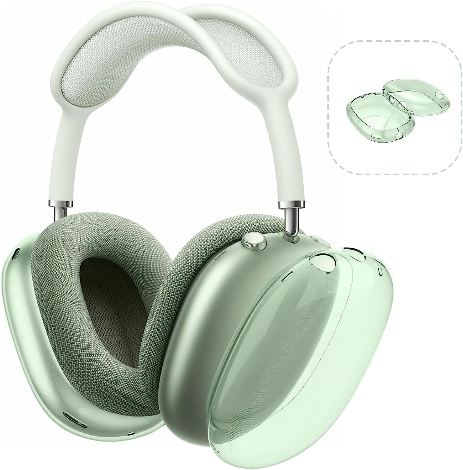 Aiaabq for Airpods Max Case Cover, Clear Soft TPU Skin Anti-Scratch, Transparent Accessories Ultra Protective Cover for Apple Airpods Max Headphones Case  Aiaabq Clear - Green  