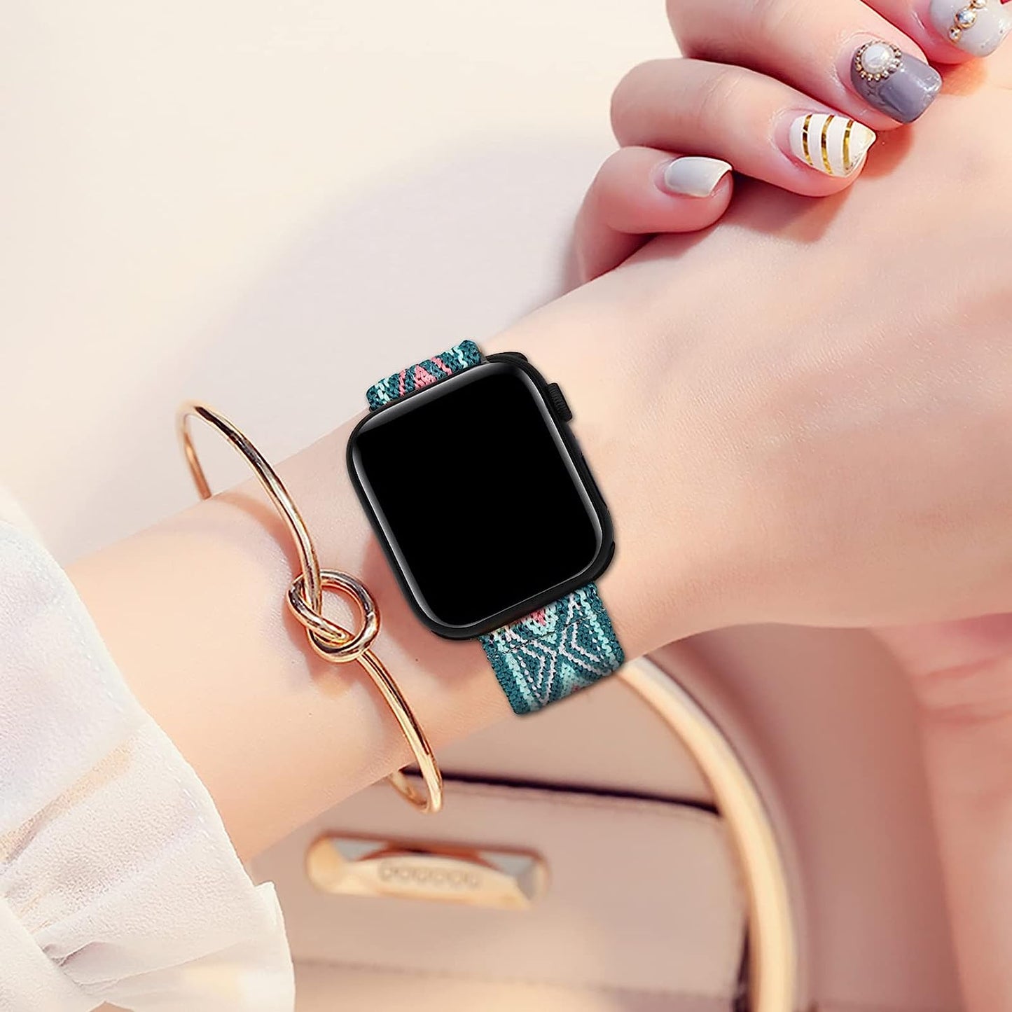 Silutupo Stretchy Bands Compatible with Apple Watch Band 38Mm 40Mm 41Mm for Women - 4 Pack Braided Nylon Watch Band Compatible for Iwatch Series 7 6 5 4 3 2 1 SE  Silutupo   