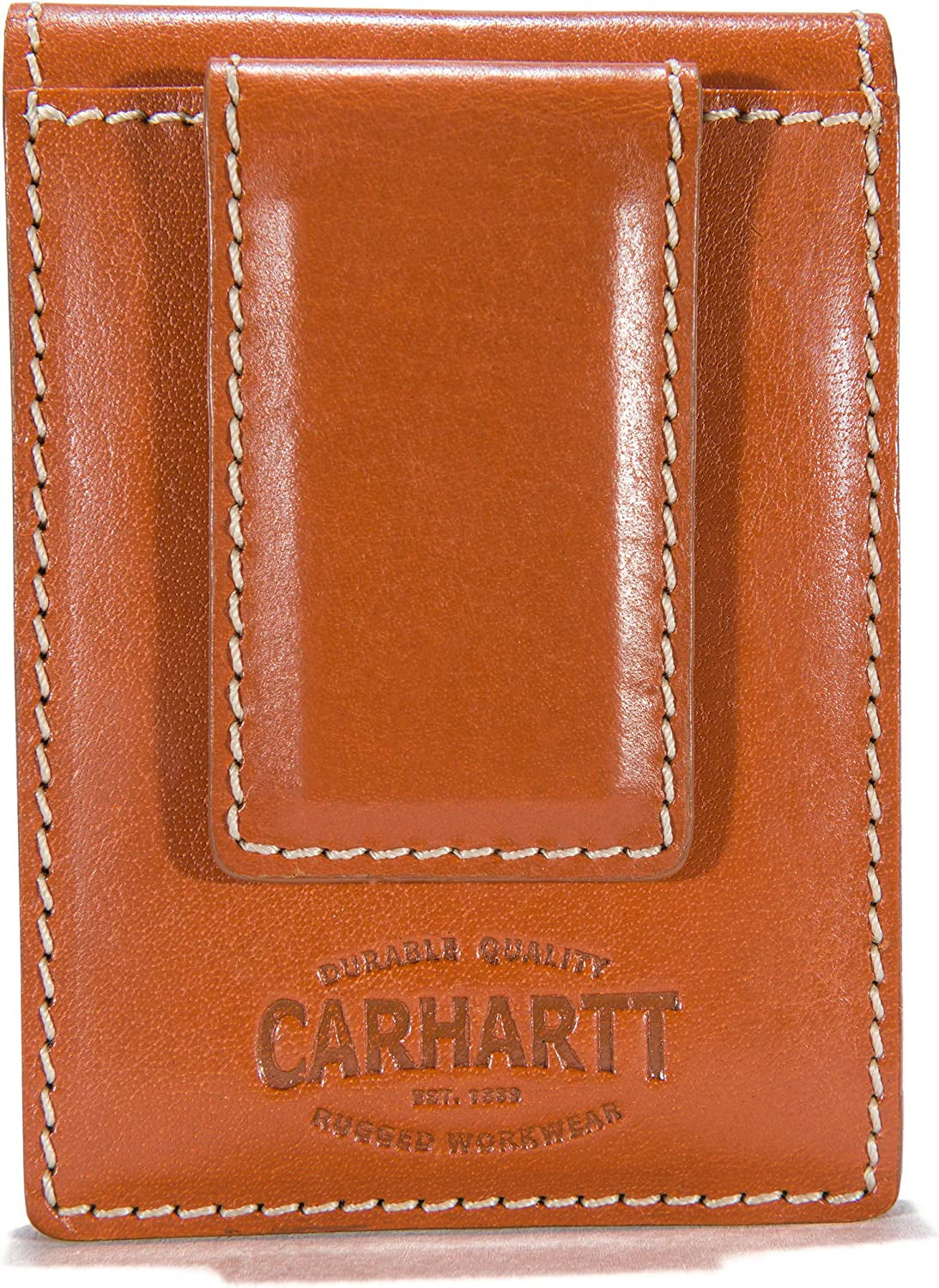 Carhartt Front Pocket Wallets, Durable Canvas or Leather Wallet with & without Money Clip  Carhartt Buff Tanned Leather Rough Cut (Tan)  
