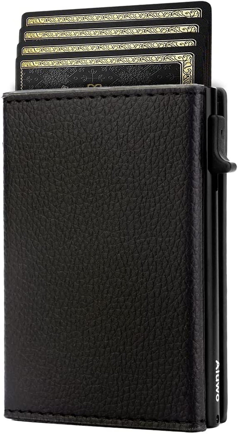Aiuwo Mens Slim Wallet with Money Clip RFID Blocking Credit Card Holder Minimalist Wallet for Men with Gift Box  Aiuwo Lichee Black  