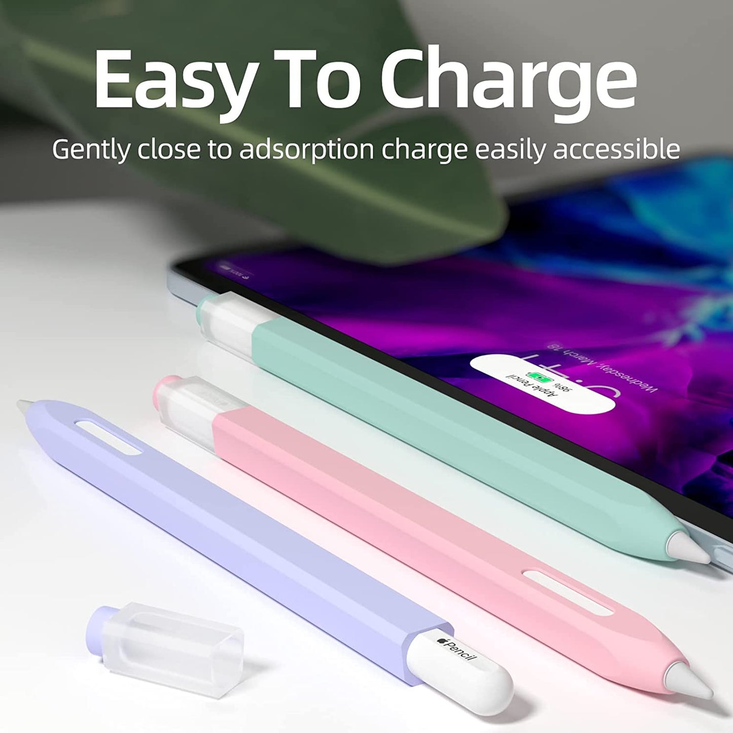 JOOSKO [3 Pack] Pencil Case for Apple Pencil 2Nd Generation Case, Classic Design, Durable Silicone Case, [With 10 Silicone Tip Cover], for Apple Pencil 2Nd Generation. (Purple, Light Blue, Pink)  JOOSKO   