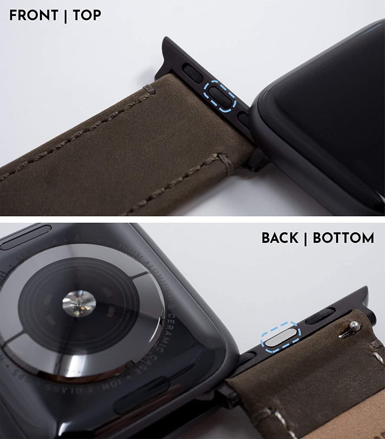 BARTON Top Grain Leather Watch Bands Compatible with All Apple Watch Models - Series 8, 7, 6, 5, 4, 3, 2, 1, SE & Ultra - Size 38Mm, 40Mm, 41Mm, 42Mm, 44Mm, 45Mm or 49Mm  Barton Watch Bands   