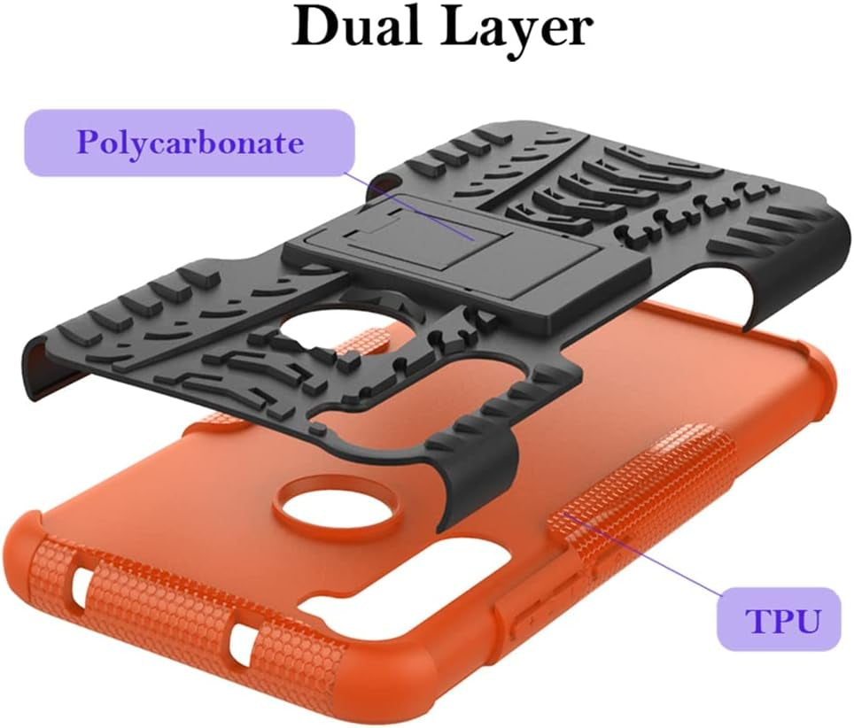 Yerebel for Redmi Note 8 (2019/2021) M1908C3JH Case with Tempered Glass Screen Protector, with Kickstand Hard PC Back Cover Soft TPU Dual Layer Protection Phone Cover for Xiaomi Redmi Note 8 (Orange)  Yerebel   