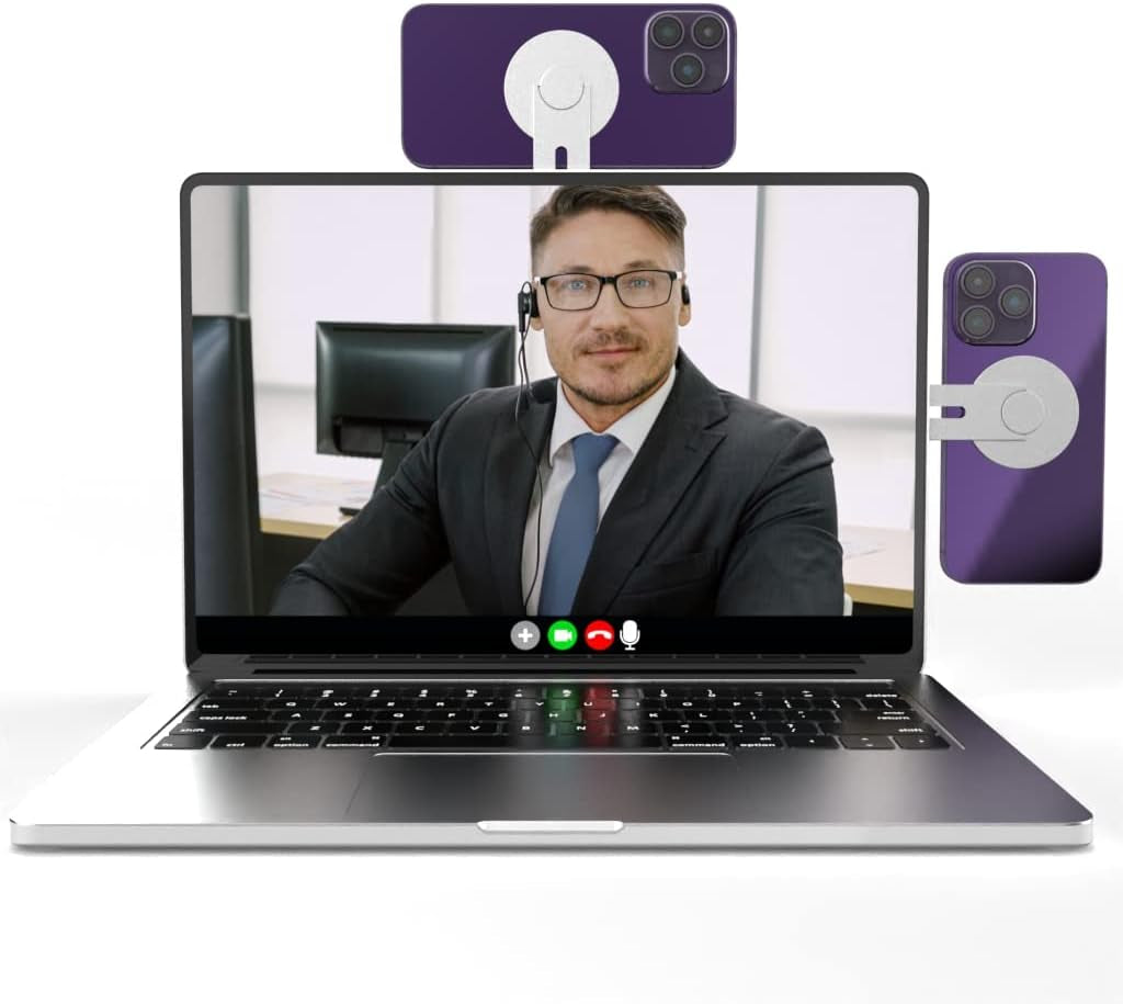 Lepivcank Continuity Camera Mount Magnet for Macbook Air Pro Compatible with Iphone 14/13/ 12 Series Macbook Webcam Mount for Ios 16 & Macos Ventura(Black)  lpivank Silver  