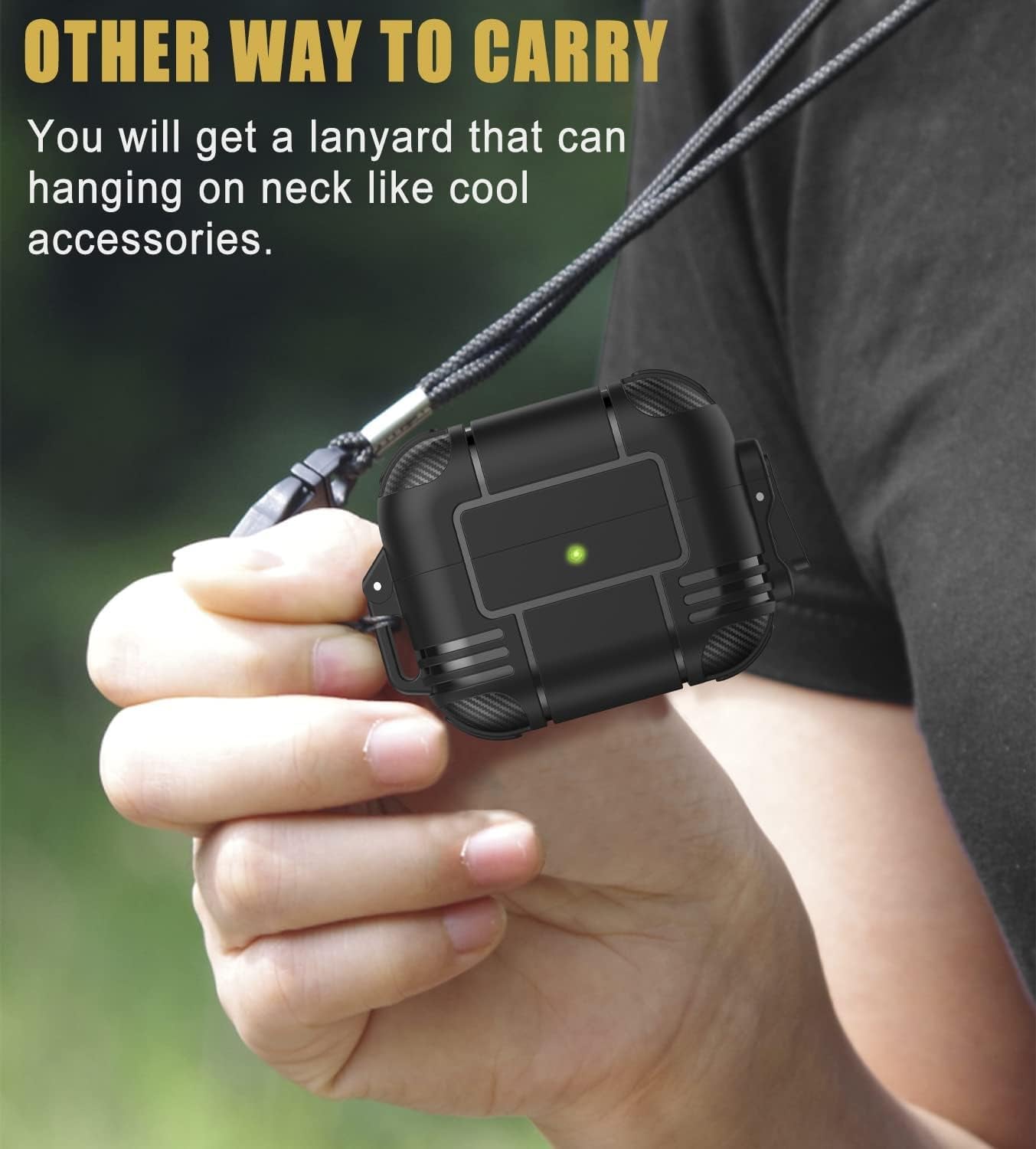 Wonjury for Airpods Pro Case Cover for Men with Lock, Military Armor Series Full-Body Airpod Pro Case with Keychain Cool Air Pod Pro Shockproof Protective Case for Airpods Pro 2019, Spring Lock Black  Wonjury   