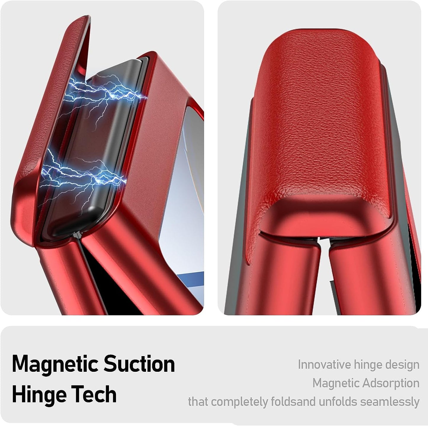 BSNRM for Motorola Razr plus Case, Built-In Screen Protector & Magnetic Hinge Protection & Ultra Thin Matte PC Shockproof Phone Cover Smartphone Case for Moto Razr plus 2023(Red)  BSNRM   