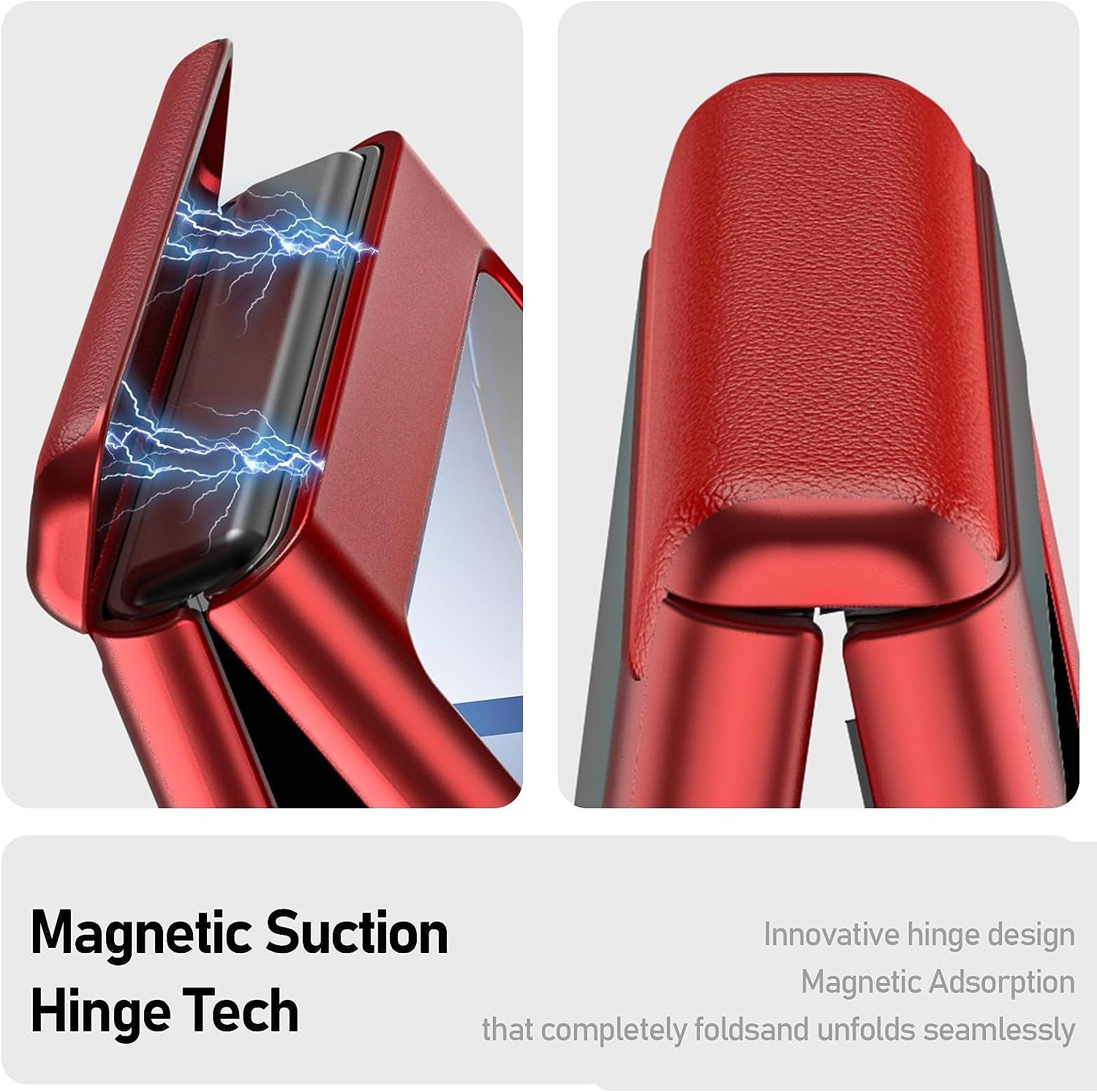 BSNRM for Motorola Razr plus Case, Built-In Screen Protector & Magnetic Hinge Protection & Ultra Thin Matte PC Shockproof Phone Cover Smartphone Case for Moto Razr plus 2023(Red)  BSNRM   