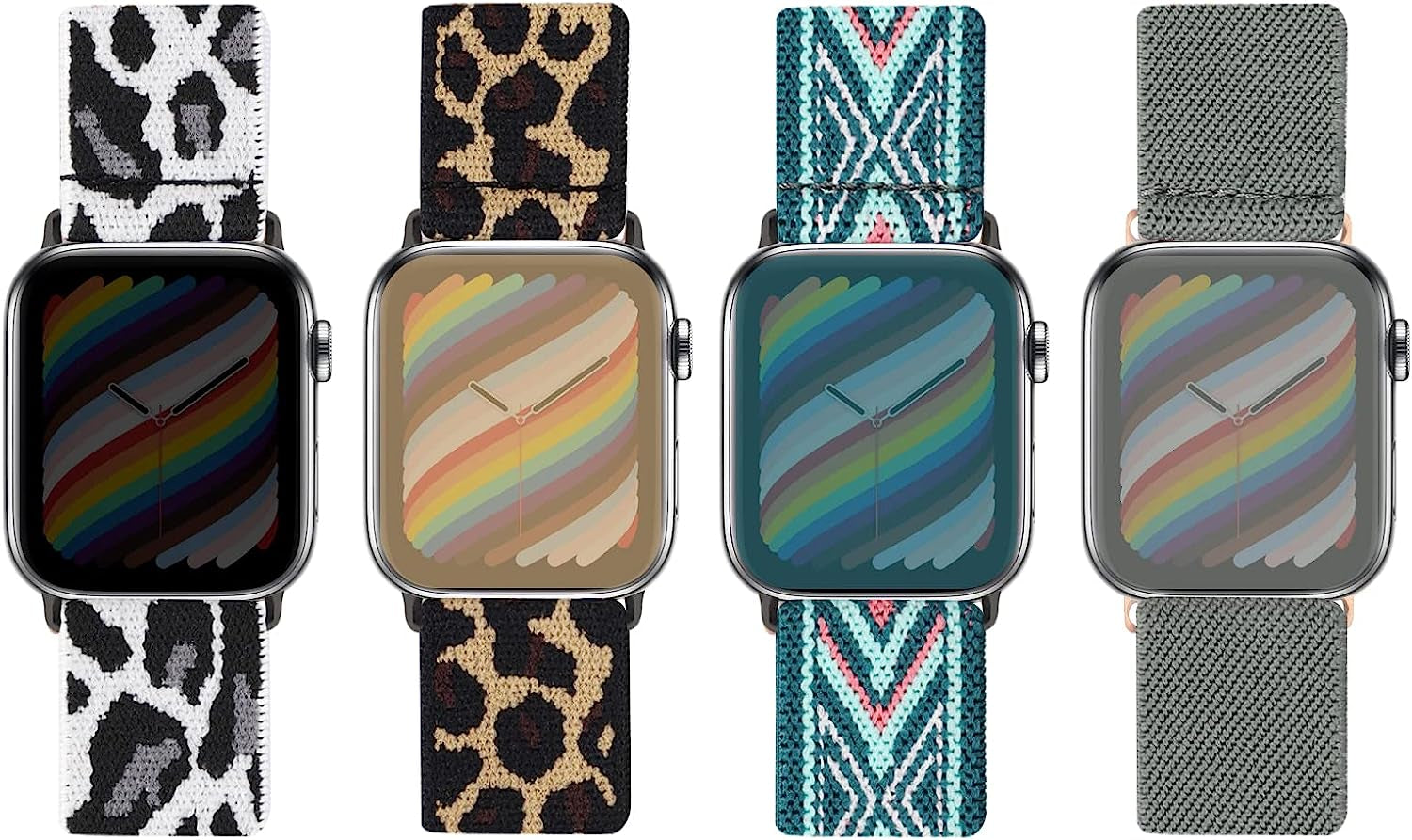 Silutupo Stretchy Bands Compatible with Apple Watch Band 38Mm 40Mm 41Mm for Women - 4 Pack Braided Nylon Watch Band Compatible for Iwatch Series 7 6 5 4 3 2 1 SE  Silutupo   