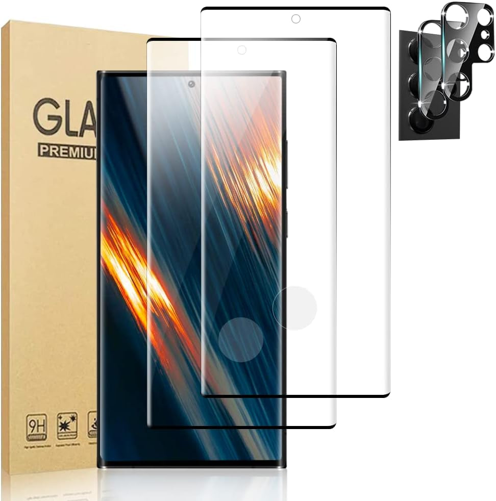 [2+2 Pack] Galaxy S20 Ultra Screen Protector and Camera Lens Protector,Fingerprint Unlock,3D Full Coverage,For Samsung Galaxy S20 Ultra (6.9 Inch) 9H Hardness Tempered Glass Screen Protector  OuYteu S22 ultra 5G 6.8 inch screen protector  