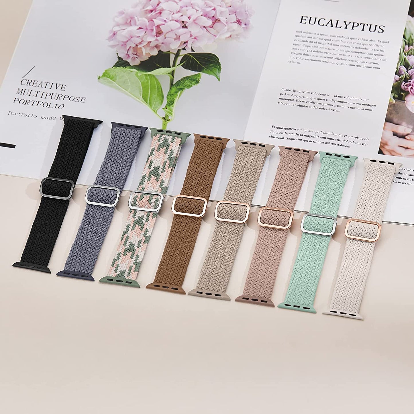 Braided Solo Loop Band 8-Pack Compatible with Apple Watch Band 38Mm 40Mm 41Mm 42Mm 44Mm 45Mm 49Mm Women Men, Adjustable Stretchy Elastic Replacement Strap for Iwatch Series Ultra SE 8 7 6 5 4 3 2 1  Suitisbest   