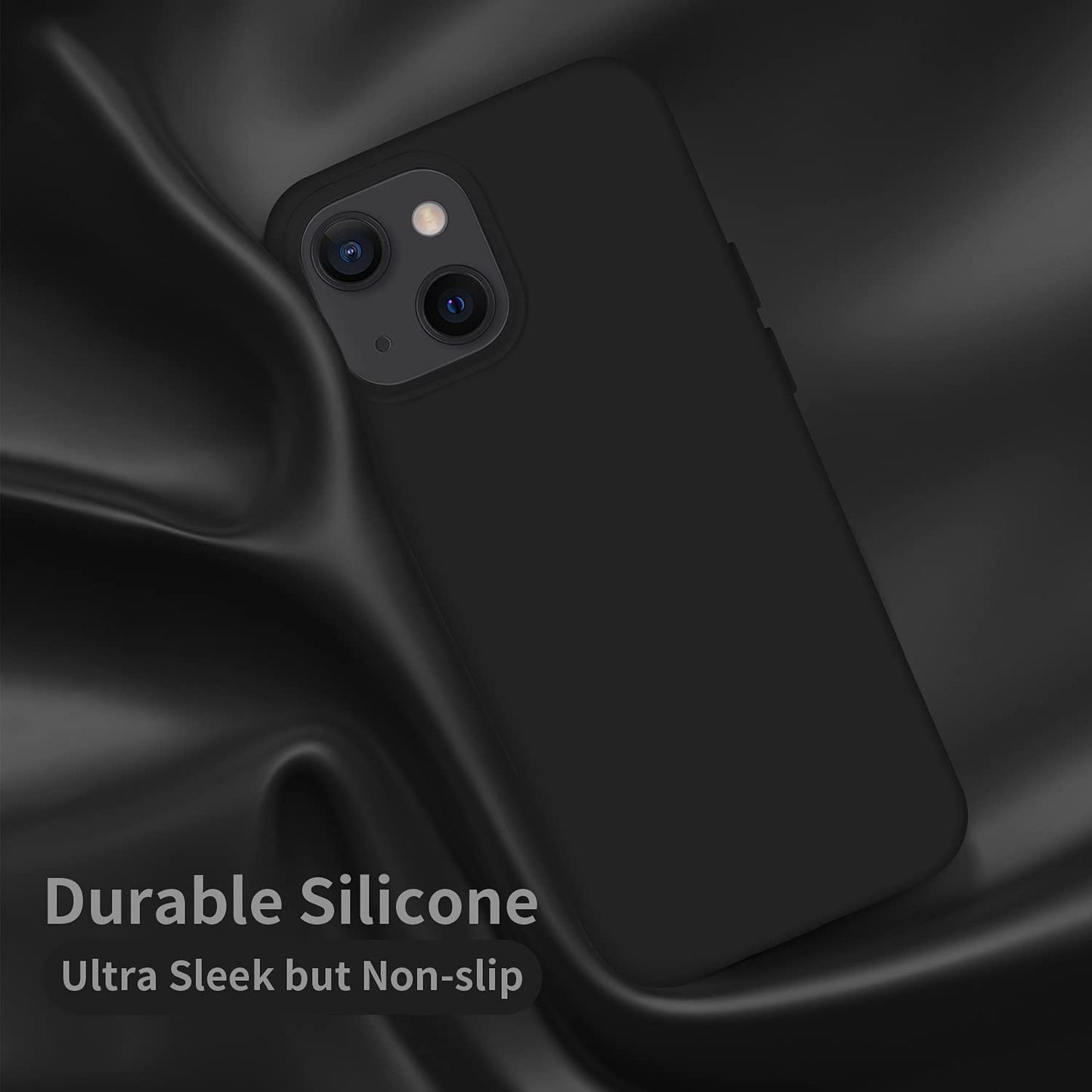 Cordking Designed for Iphone 13 Case, Iphone 14 Case, Silicone Ultra Slim Shockproof Protective Phone Case with [Soft Anti-Scratch Microfiber Lining], 6.1 Inch, Black  Cordking   