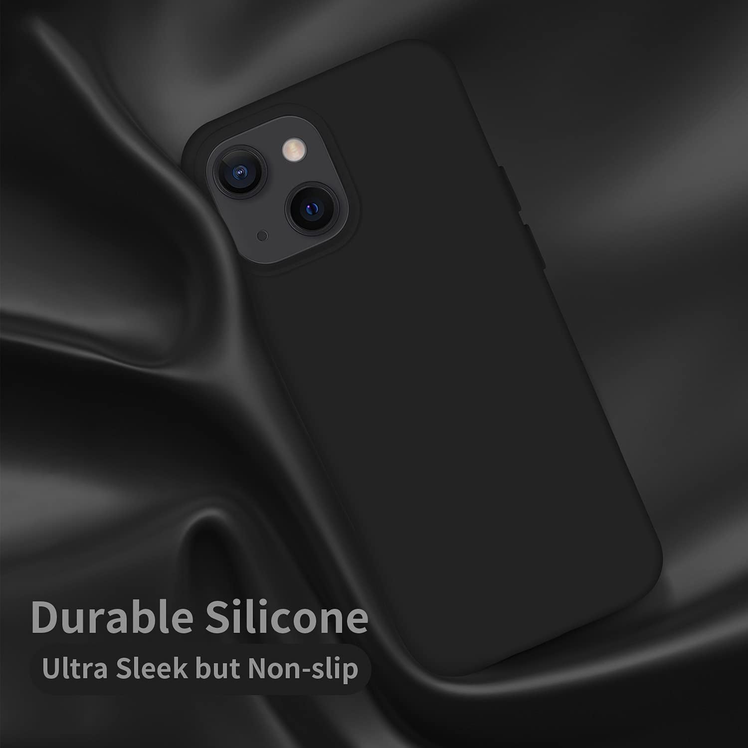 Cordking Designed for Iphone 13 Case, Iphone 14 Case, Silicone Ultra Slim Shockproof Protective Phone Case with [Soft Anti-Scratch Microfiber Lining], 6.1 Inch, Black  Cordking   