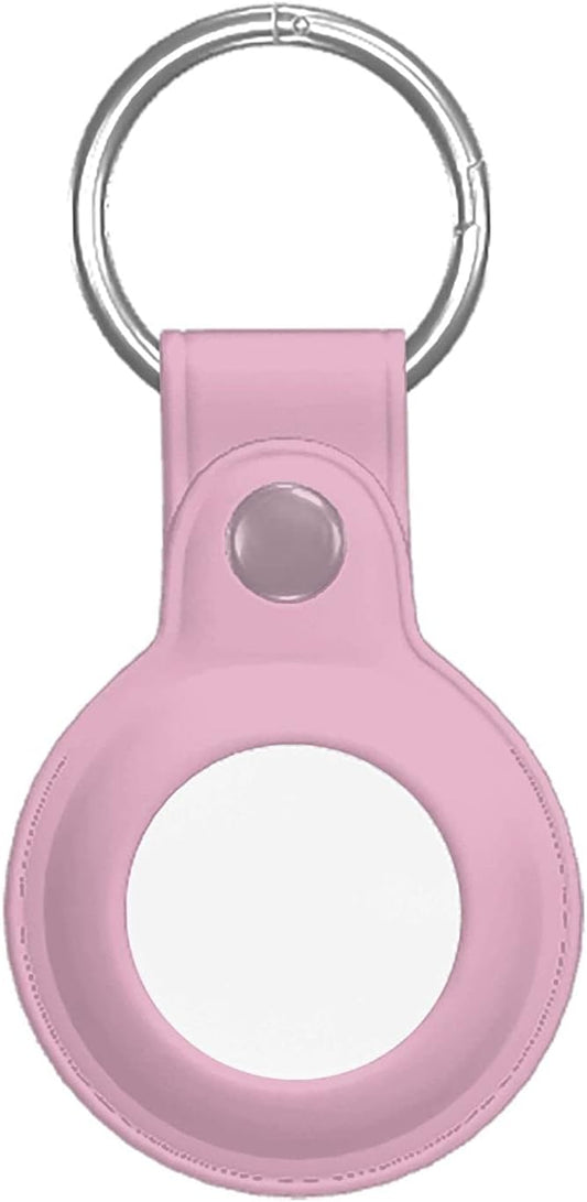Cute Leather Airtag Case Keychain Pink Air-Tag Key Ring Holder for Dog Collar Kids  Luayoue CO.,LTD   