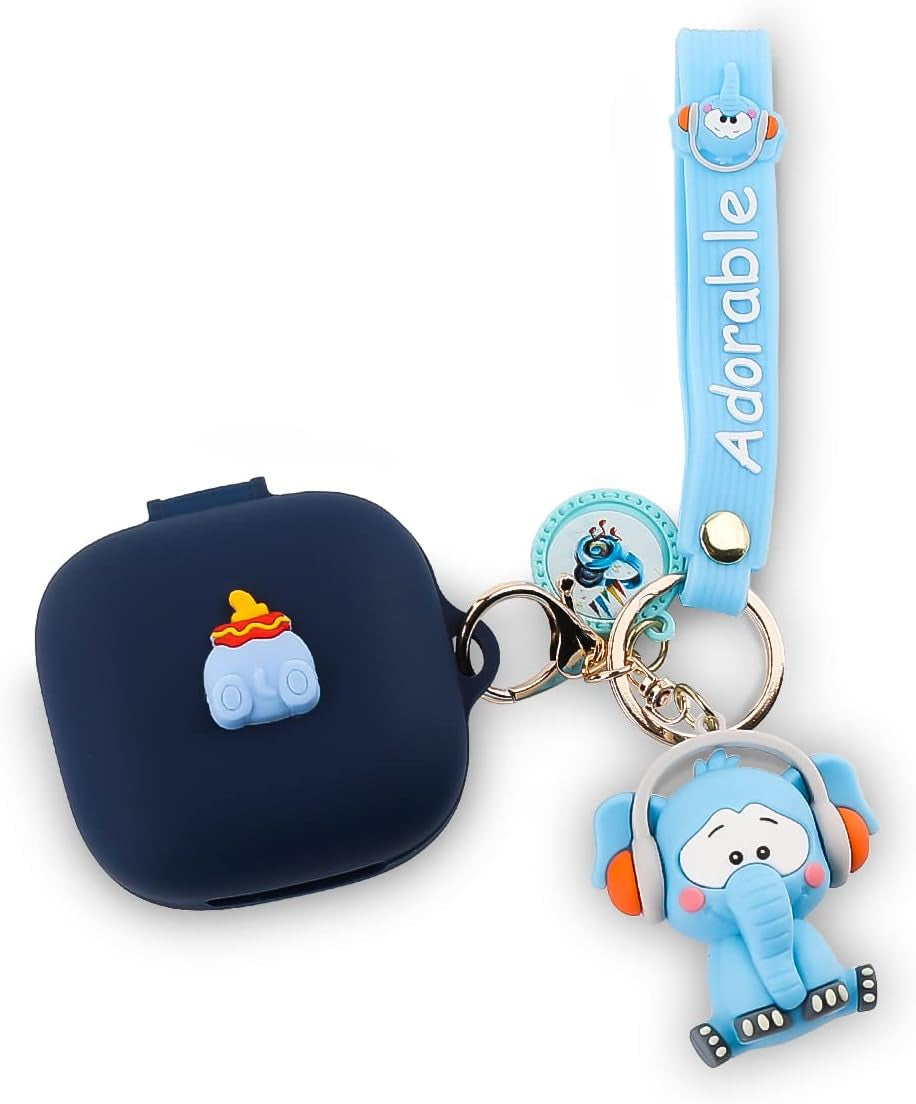 Fit Designed for Beats Fit Pro 2021 New Earbuds, Suublg Beats Fit Pro Cartoon Silicone Headphones Charging Case Cover with Cute Doll Keychain Full Body Anti-Lost Lanyard Protection  Suublg Elephant  