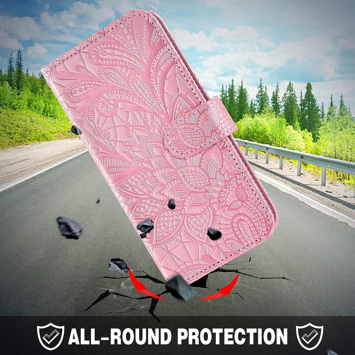 Asuwish Phone Case for LG G8 Thinq with Tempered Glass Screen Protector and Lace Wallet Cover Flip Card Holder Stand Kickstand Cell Accessories LGG8 Thin Q G 8 LG8 G8Thinq Lgg8Thinq 8G Women Rose Gold  Asuwish   