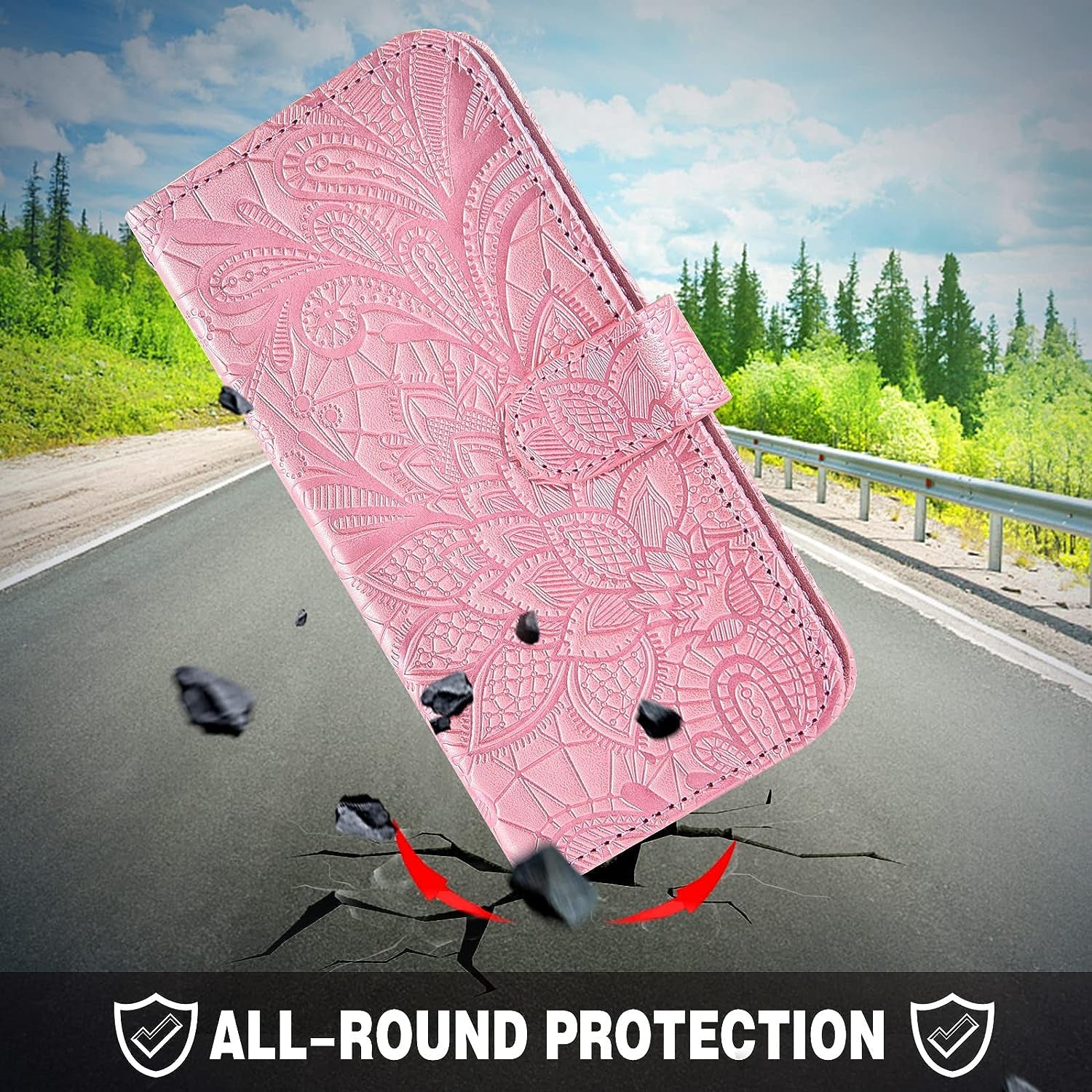 Asuwish Compatible with LG G7 Thinq Case and Tempered Glass Screen Protector Card Holder Lace Wallet Phone Cases for LGG7 One G 7 plus LG7 Fit Lg7Thinq 7G Thin Q G7+ G7Thinq Lgg7Thinq Women Rose Gold  Asuwish   