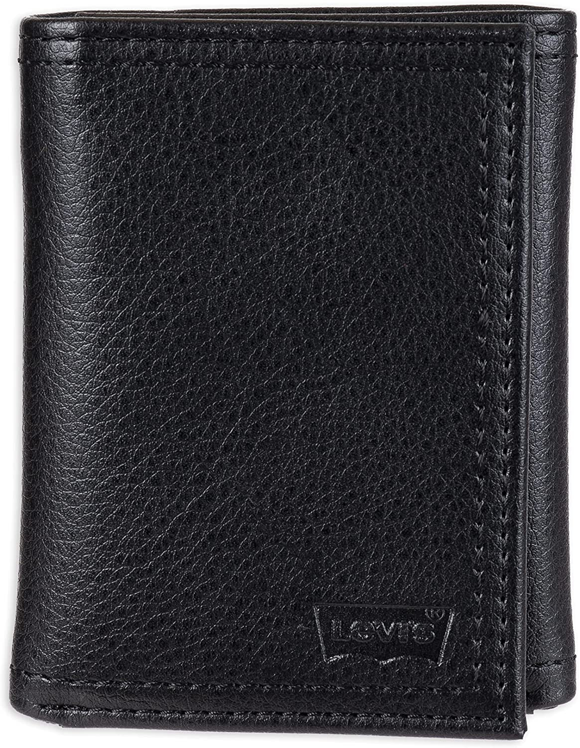 Levi'S Men'S Sleek and Slim Trifold Minimalist Wallet  Levi's Noir Black One Size 