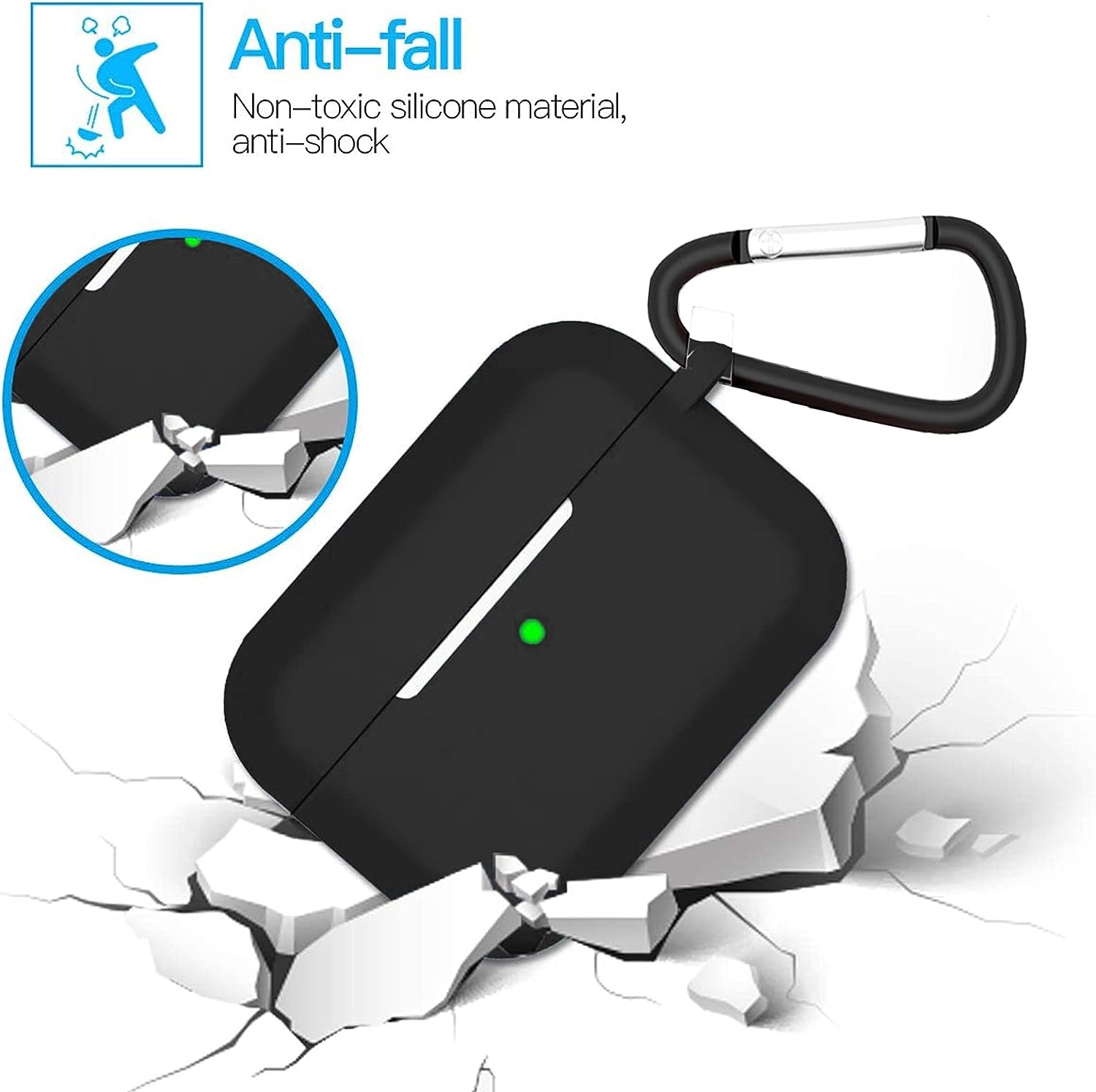 Compatible with Echo Buds 2 Case, Lamshaw Silicone Case Cover Easy Carrying Protective Case Cover Compatible with Echo Buds 2 (Black)  Lamshaw   