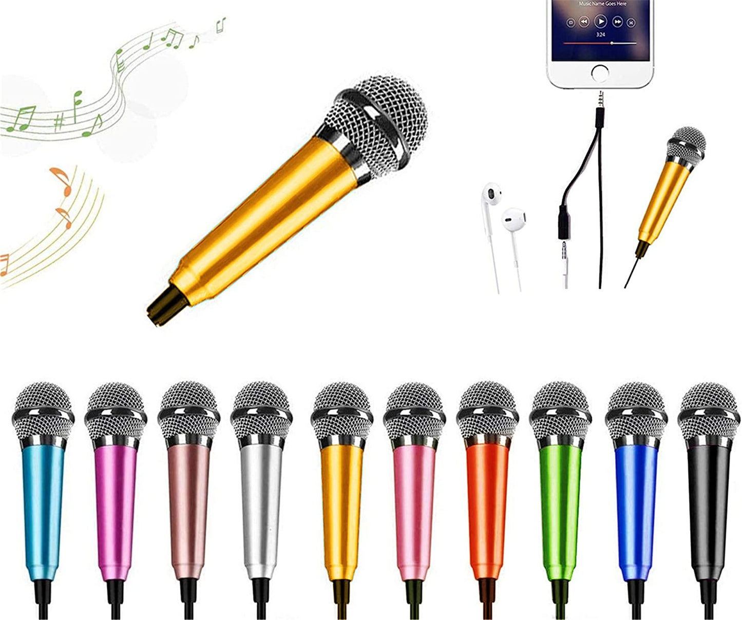 Mini Microphone,Portable Vocal Tiny Microphone, Asmr Microphone,Phone Microphone, Mini Karaoke Microphone for Voice Recording Chatting and Singing on Iphone,Android,Laptop Notebook（Silver）  DELADOLA yellow  