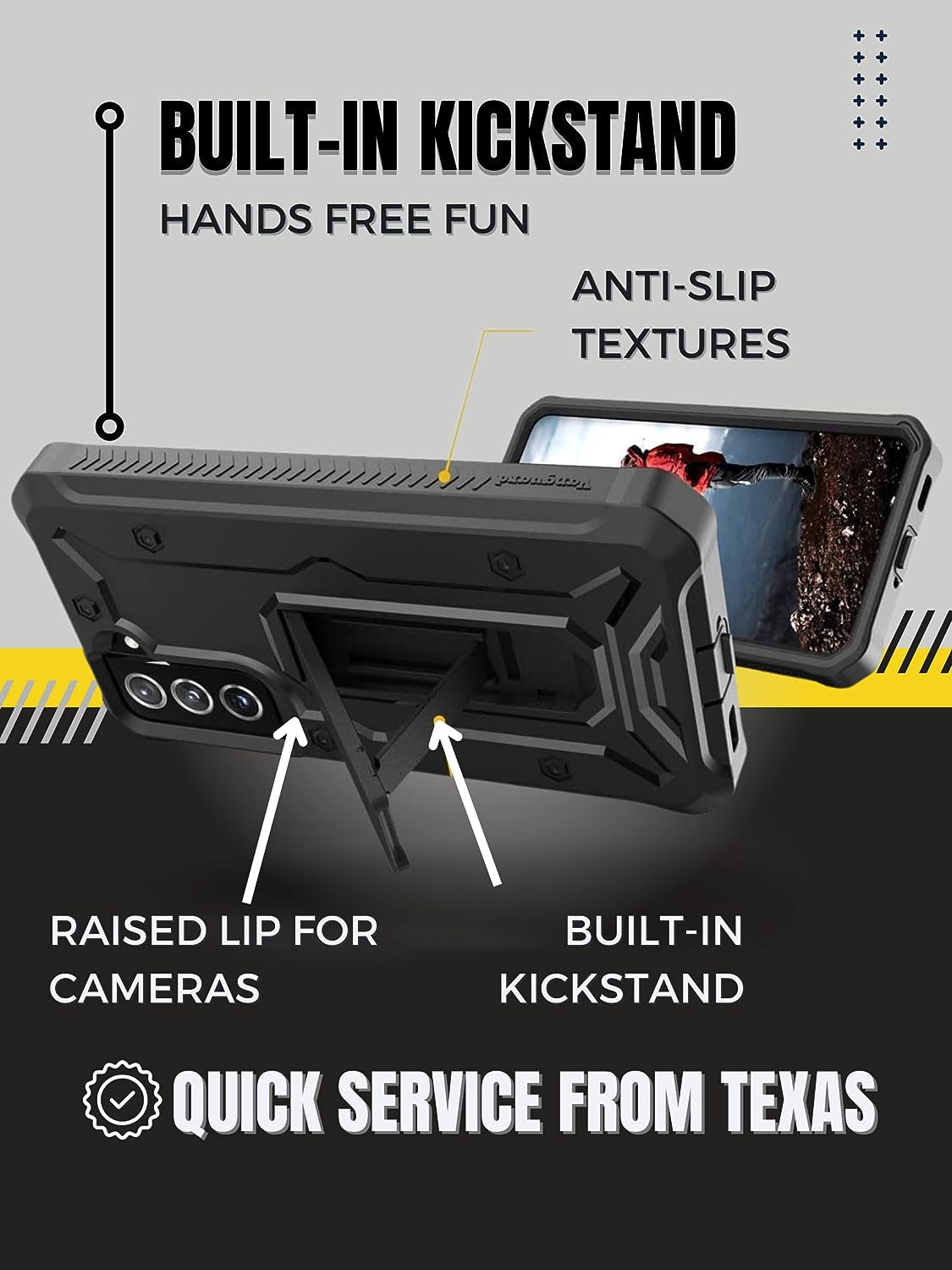 Armadillotek Vanguard Compatible with Samsung Galaxy S21+Plus Case, Military Grade Full-Body Rugged with Built-In Kickstand [Screenless Version] - Black  ArmadilloTek   