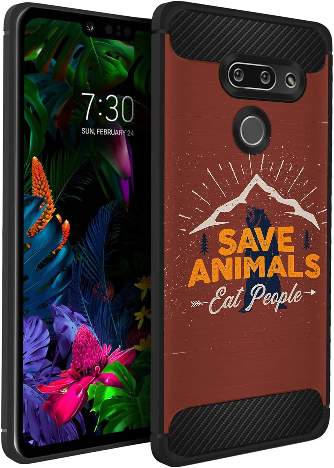 Casesondeck Case Compatible with LG G8 Thinq/Lg G8 -Flexible and Durable Shock Absorption with Carbon Fiber Accents and Designs (Deer Skull)  CasesonDeck Save Animals  