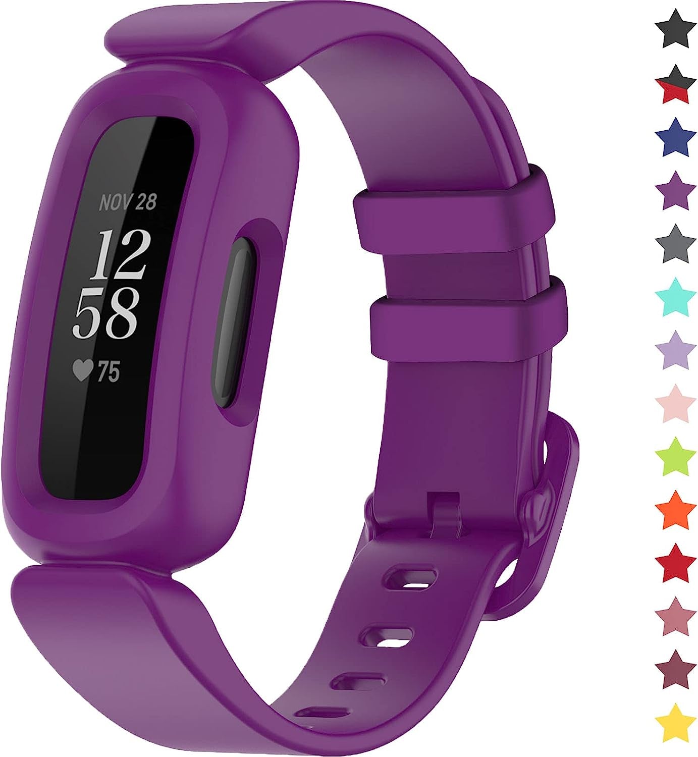 Topperfekt Bands Compatible with Fitbit Ace 3 for Kids, Soft Silicone Waterproof Bracelet Accessories Sports Watch Strap Replacement for Fitbit Ace 3 Boys Girls  TopPerfekt Grape  
