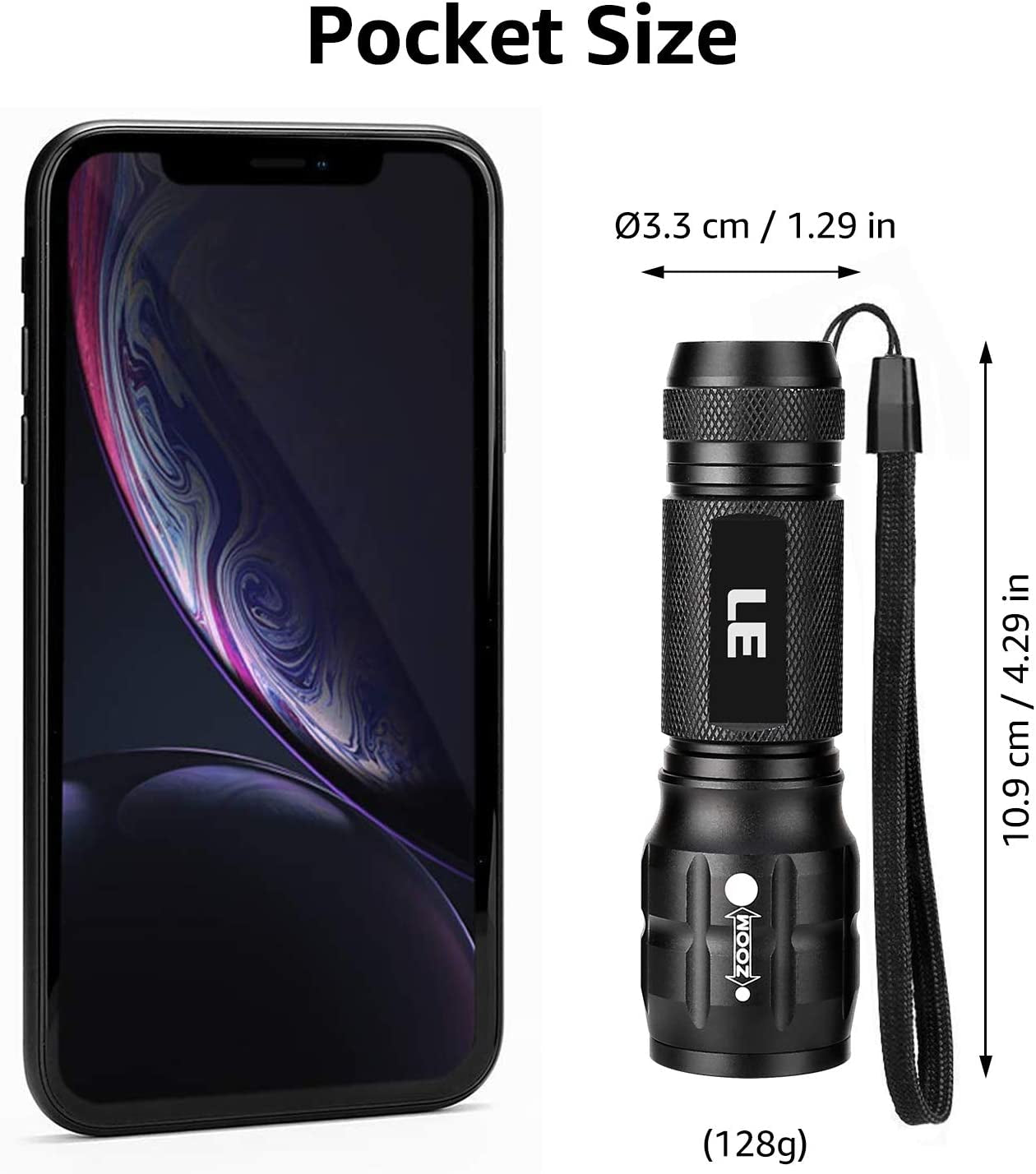 Lighting EVER LED Flashlights High Lumens, Small Flashlight, Zoomable, Waterproof, Adjustable Brightness Flash Light for Outdoor, Emergency, AAA Batteries Included, Tactical & Camping Accessories  Lighting EVER   