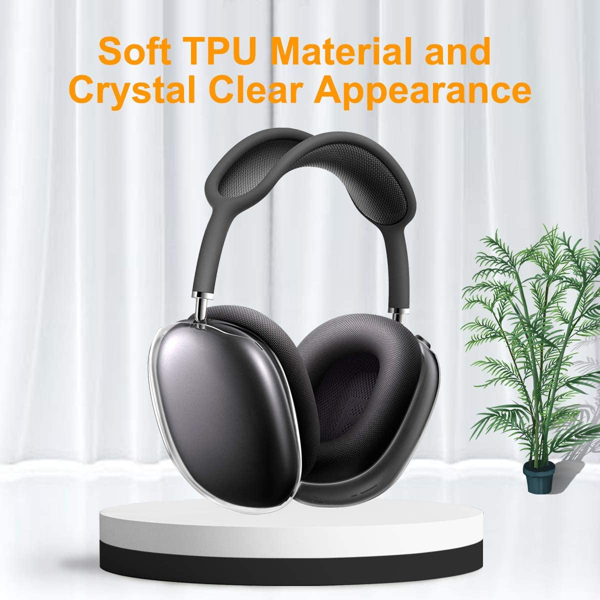 Valkit Compatible with Airpods Max Case Cover, Clear Soft TPU Protective Headphones Cover Headset Shockproof Full Case for Airpods Max -Transparent  VKT   