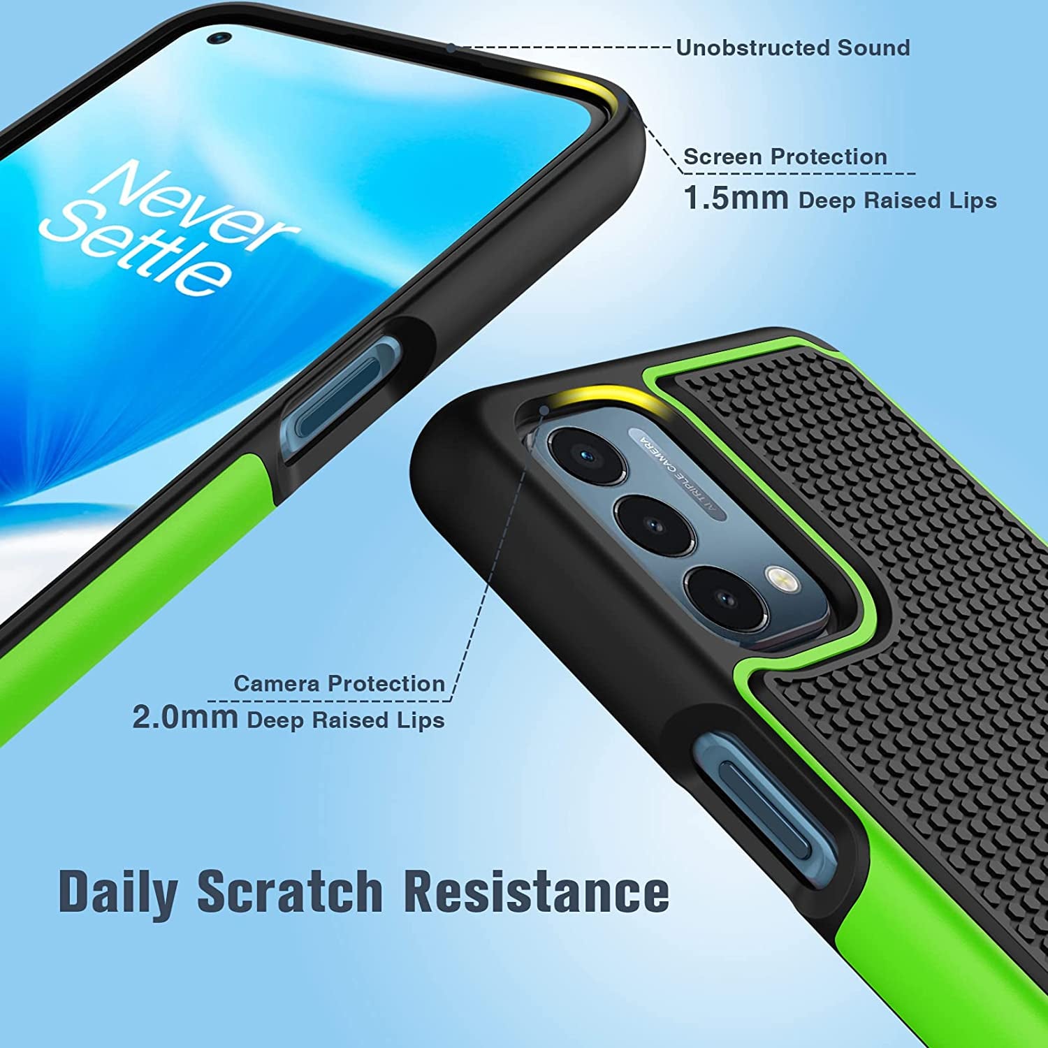 JXVM for Oneplus Nord N200 5G Case: Dual Layer Protective Heavy Duty Cell Phone Cover Shockproof Rugged with Non Slip Textured Back - Military Protection Bumper - 6.49Inch (Black Green)  binghexin   